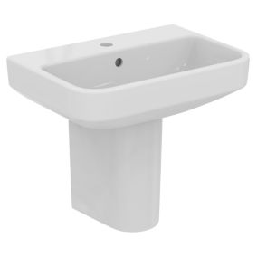 i.life S Gloss White Rectangular Wall-mounted Semi-pedestal Basin (H)48.5cm (W)55cm