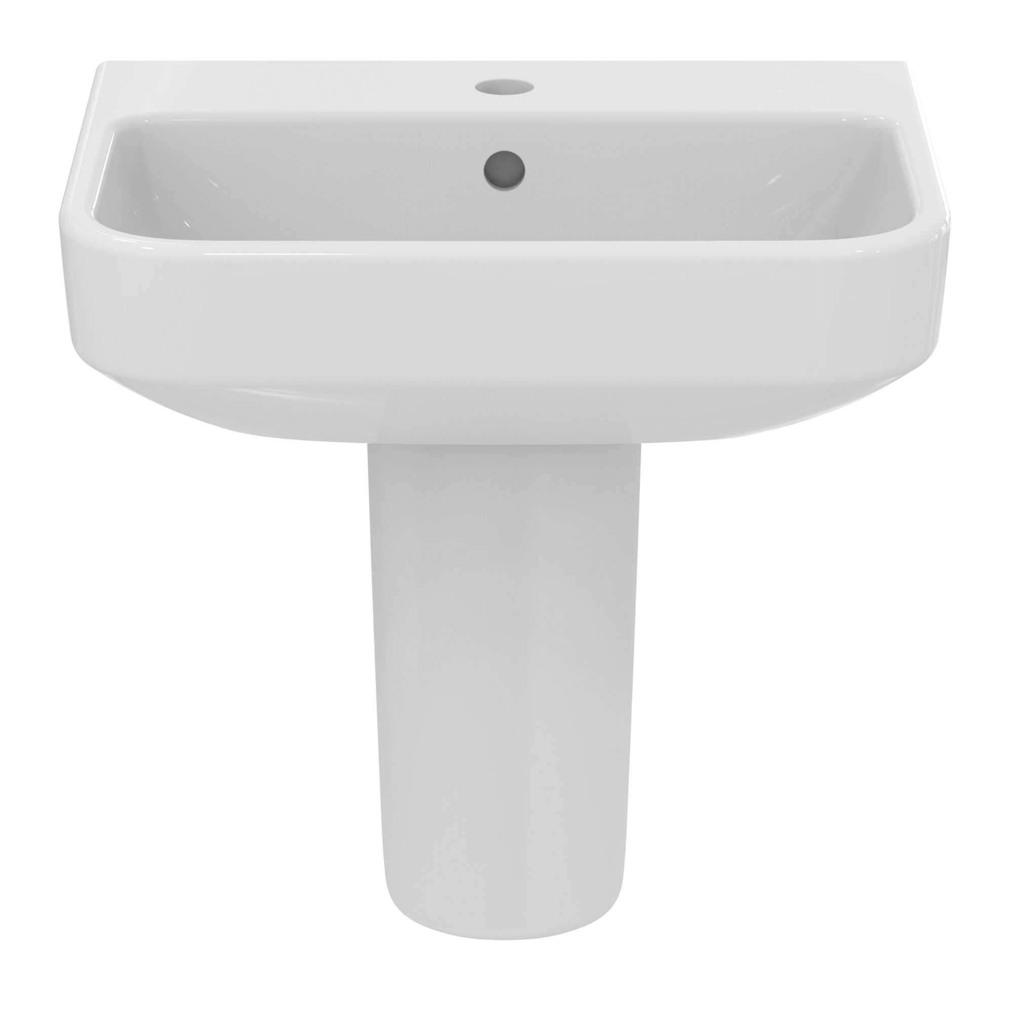 i.life S Gloss White Rectangular Wall-mounted Semi-pedestal Basin (H)48.5cm (W)55cm - 6
