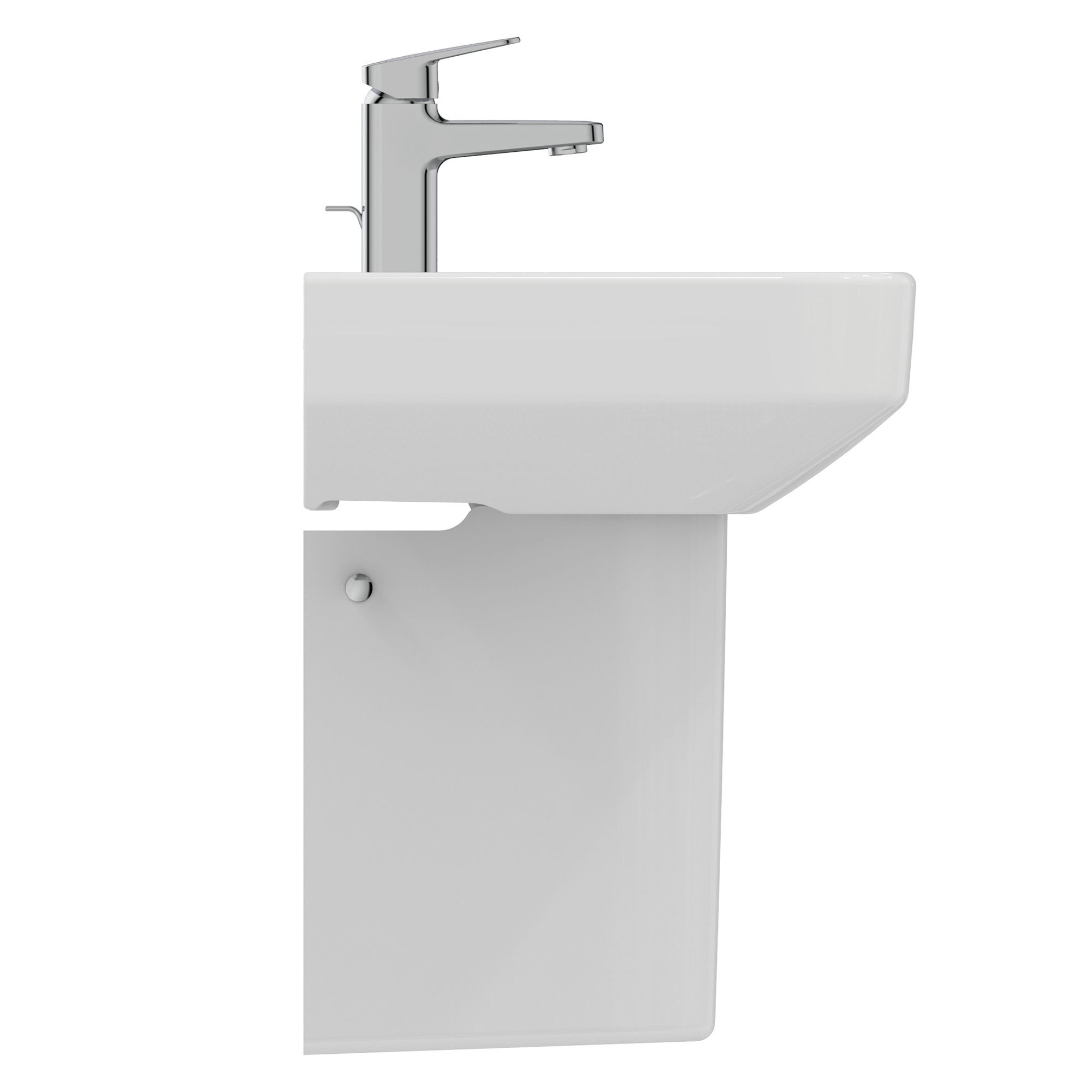 i.life S Gloss White Rectangular Wall-mounted Semi-pedestal Basin (H)48.5cm (W)55cm - 10