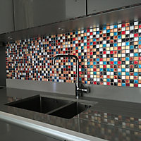 Ibiza Multicolour Gloss Handmade effect Glass Mosaic tile, (L)300mm (W)300mm