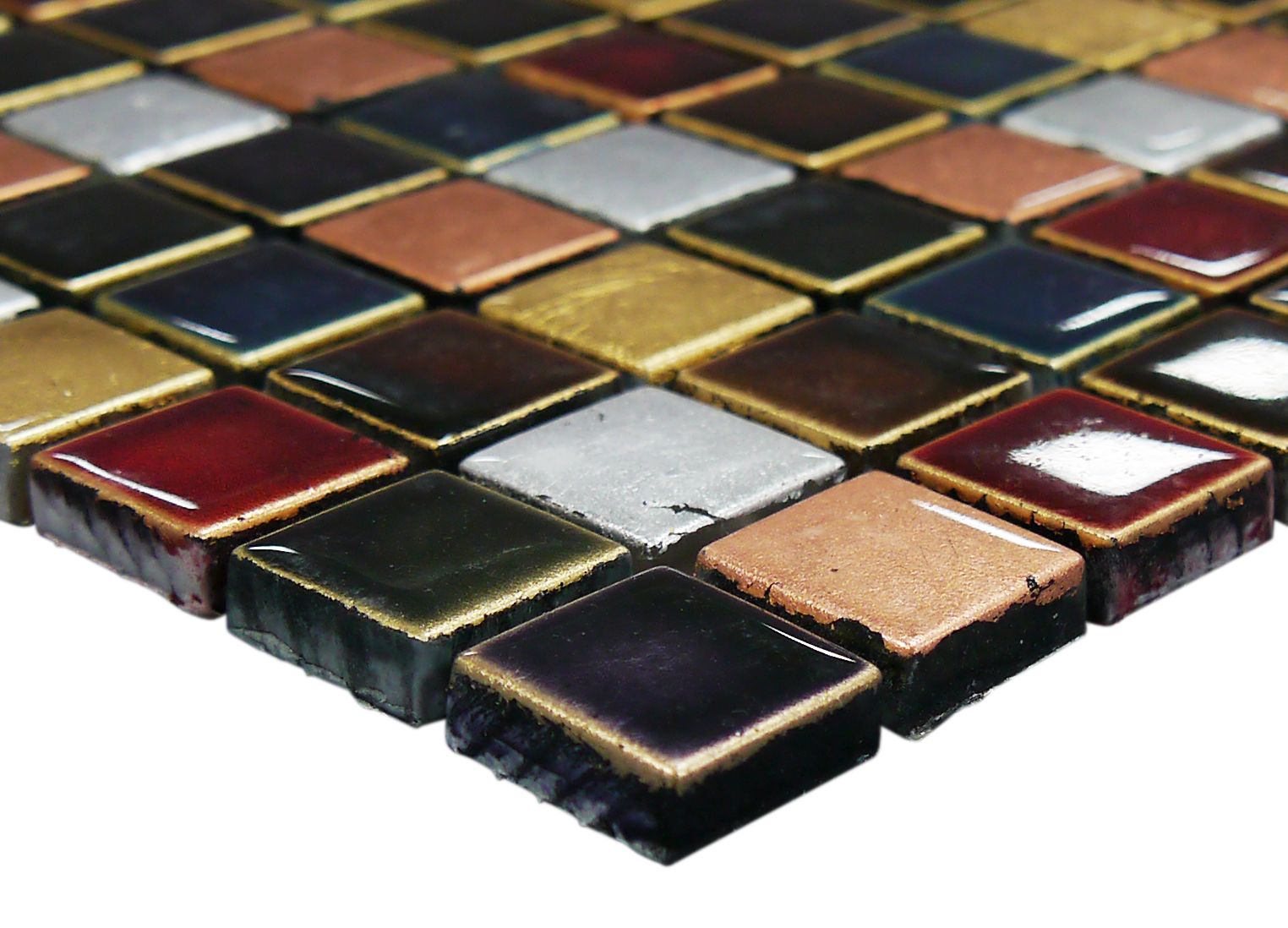 Ibiza Multicolour Gloss Handmade effect Glass Mosaic tile, (L)300mm (W)300mm