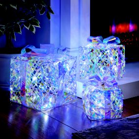 Ice white LED Iridescent Parcels Silhouette (H) 280mm