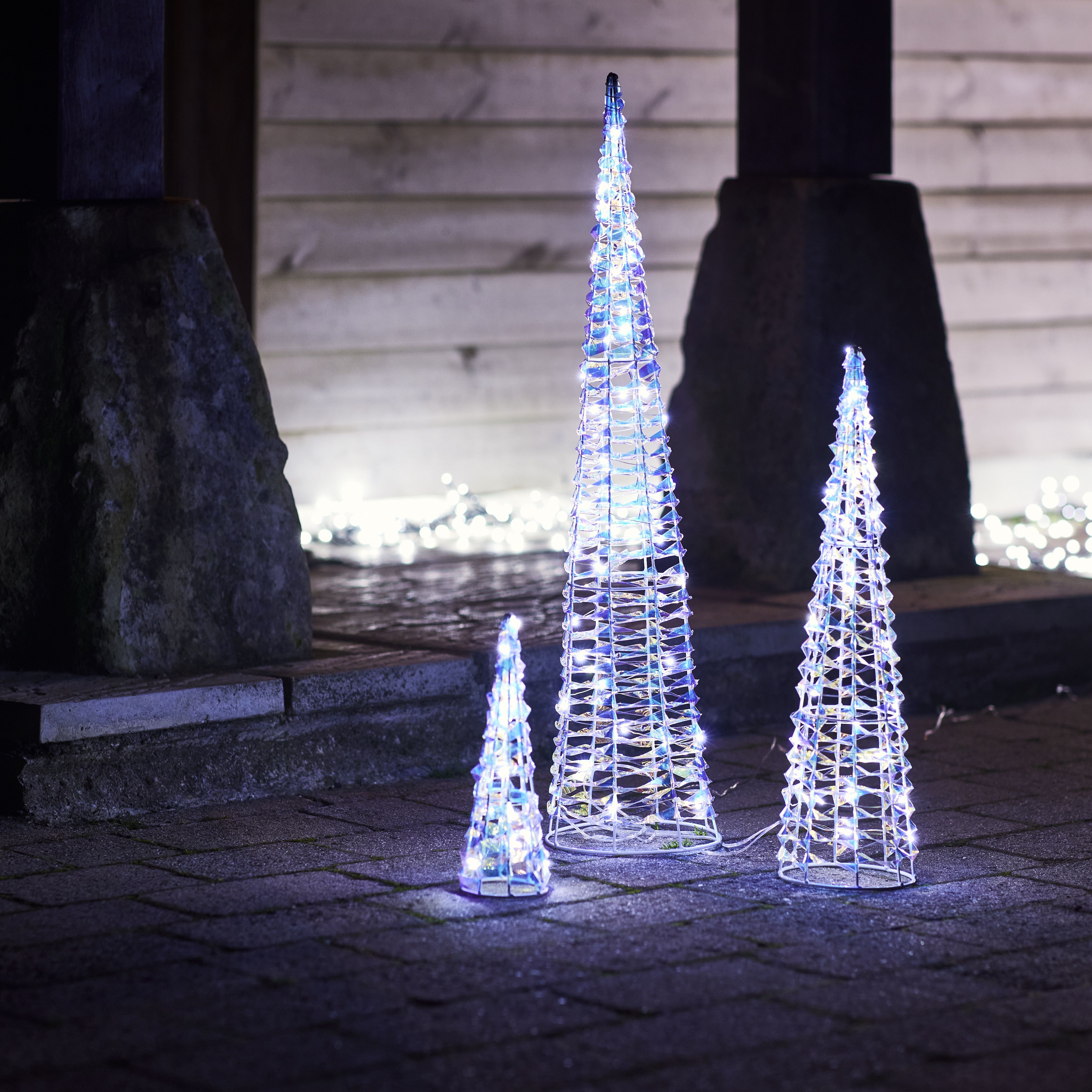 Ice white LED Trees Freestanding Silhouette (H) 750mm, Set