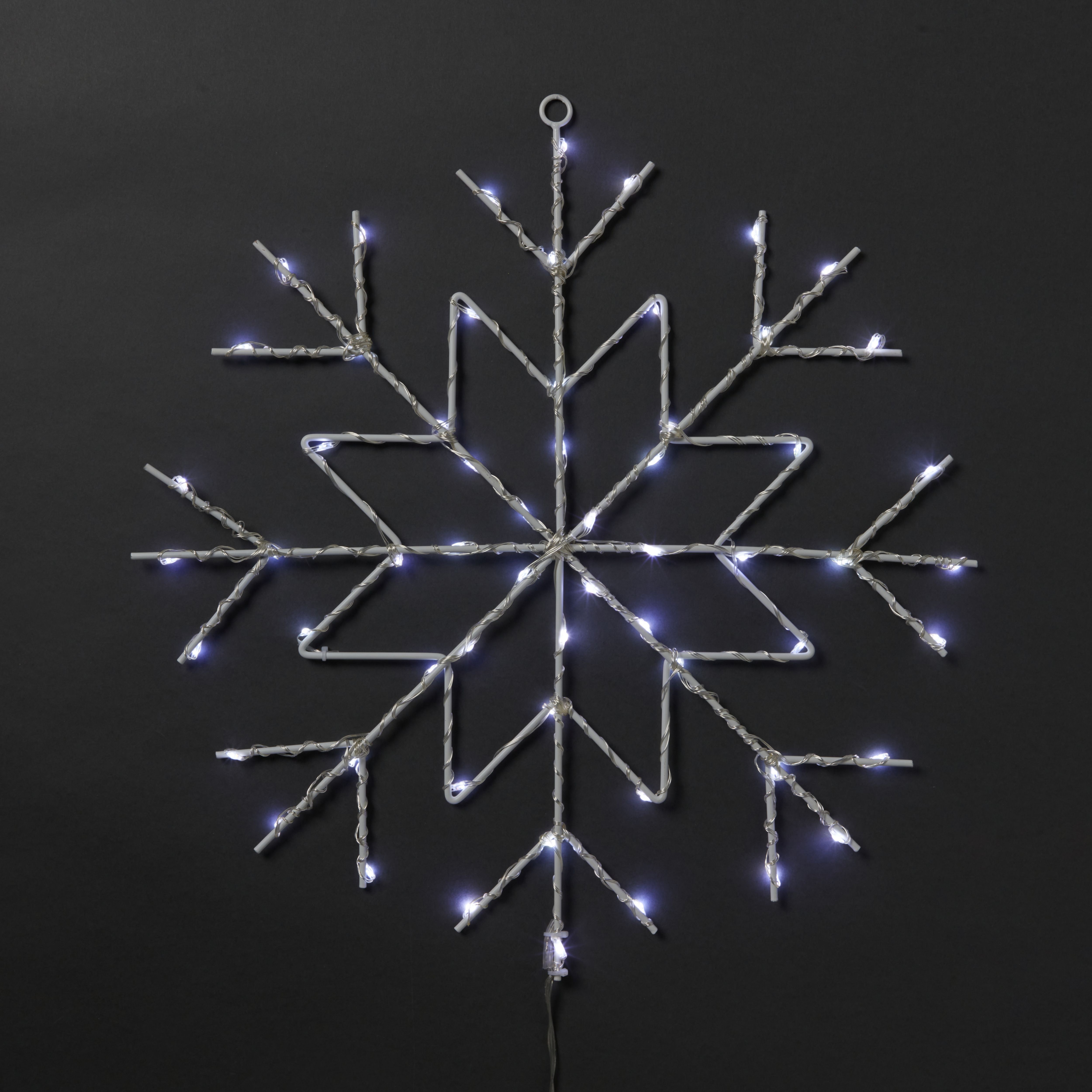 Ice white & multi-colour LED White Snowflake Freestanding & wall ...