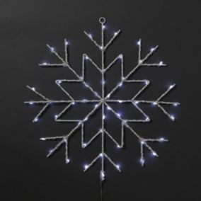 Ice white & multi-colour LED White Snowflake Freestanding & wall-mounted Silhouette (H) 515mm