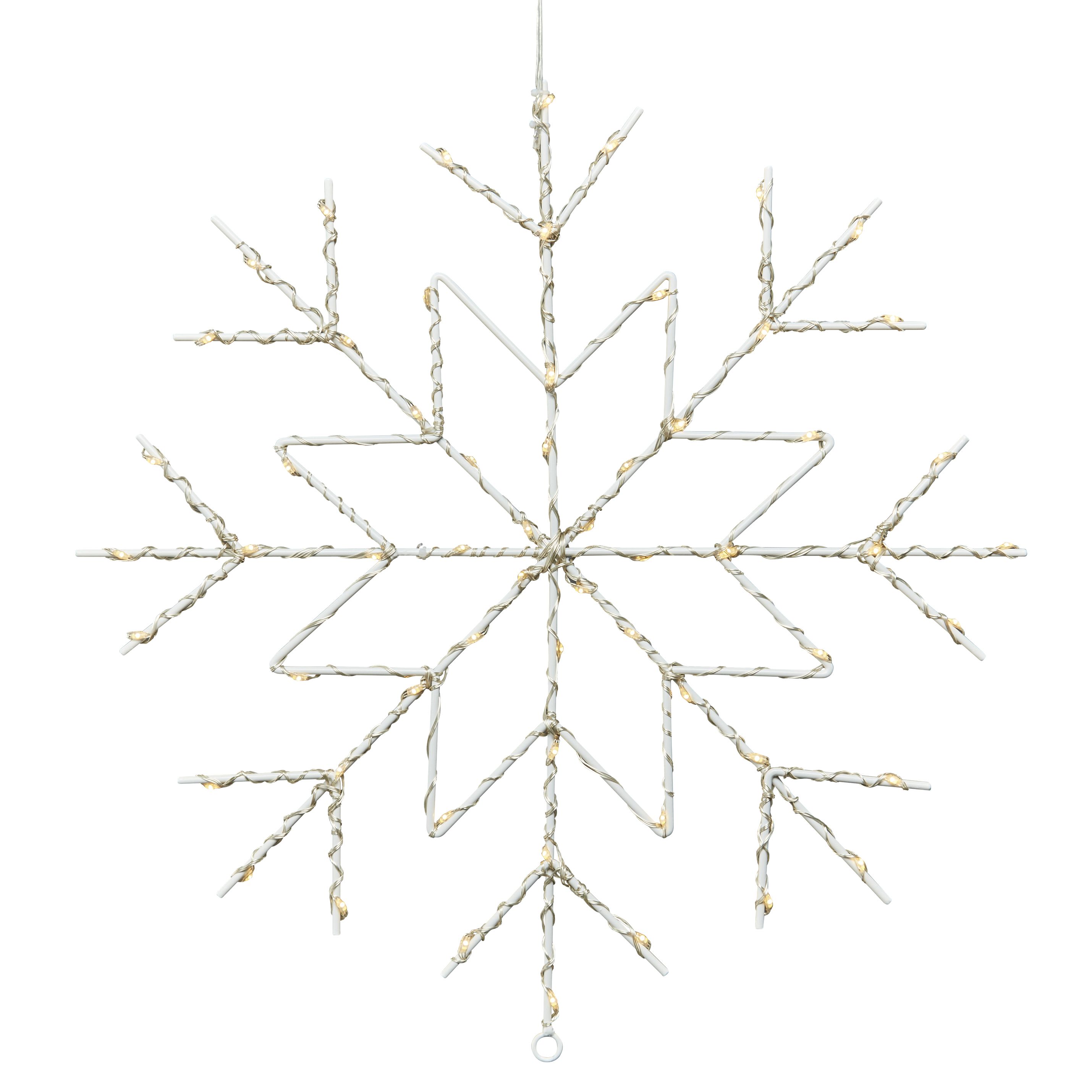 Ice white & warm white LED Silver Snowflake Freestanding & wall-mounted Silhouette (H) 515mm