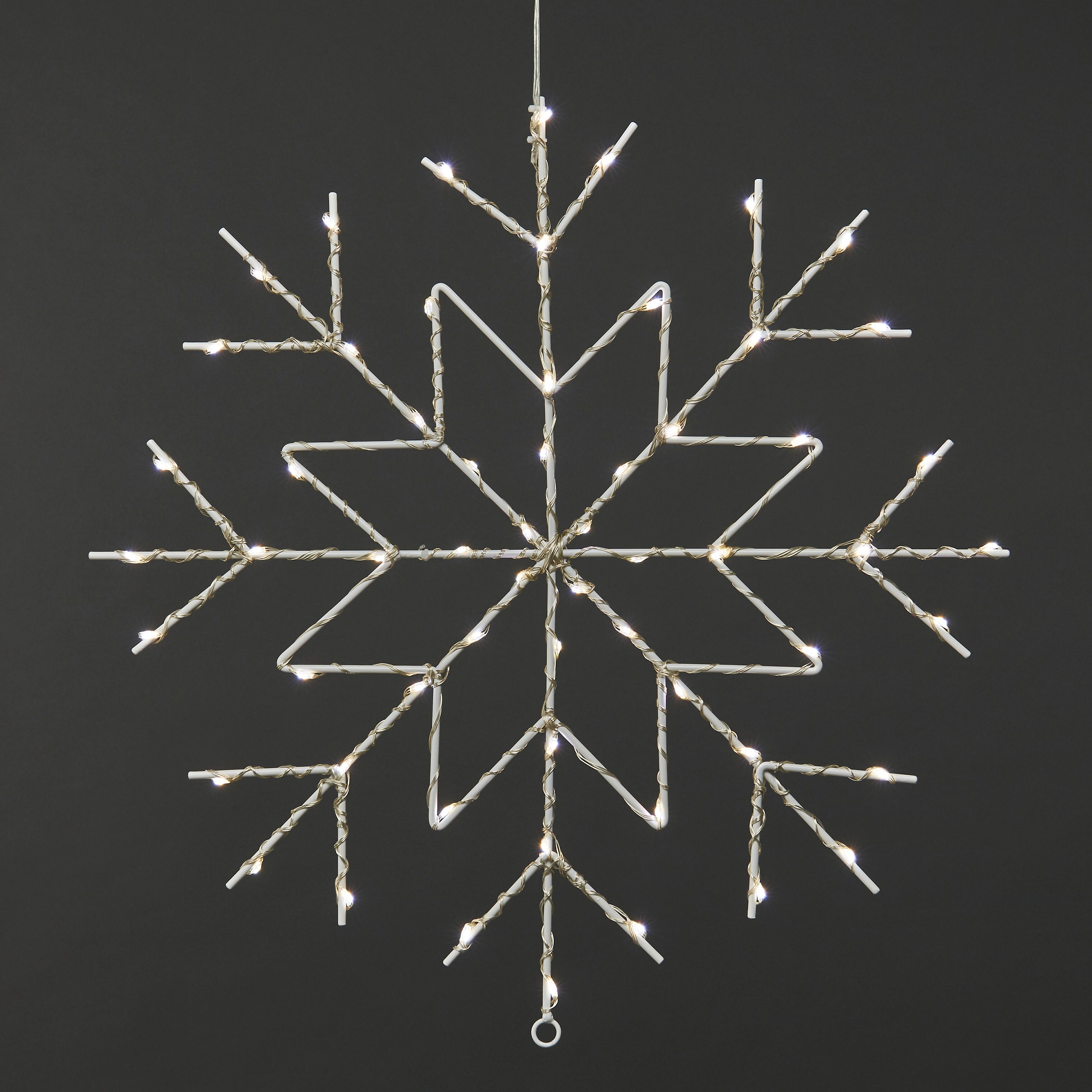 Ice white & warm white LED Silver Snowflake Freestanding & wall-mounted Silhouette (H) 515mm