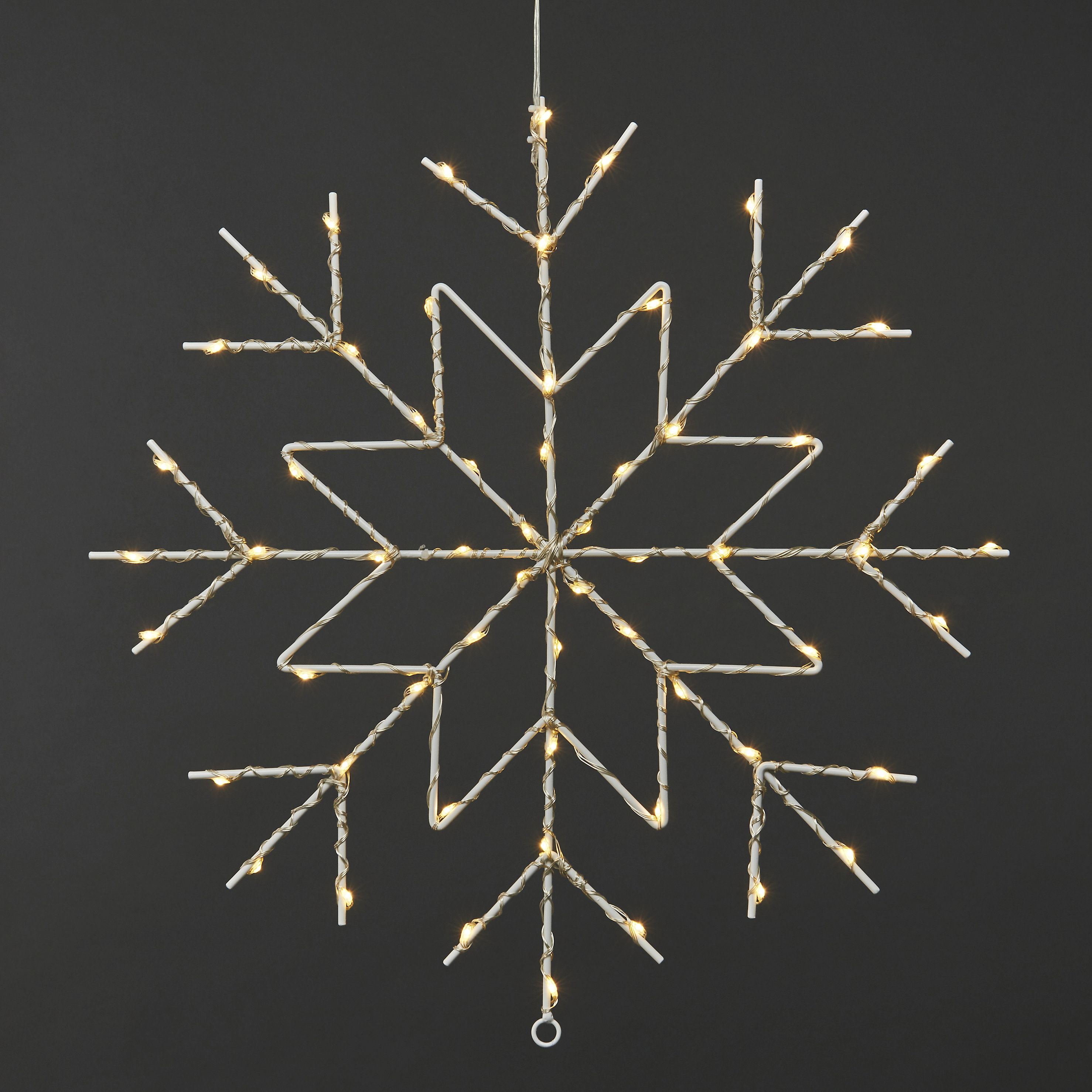 Ice white & warm white LED Silver Snowflake Freestanding & wall-mounted Silhouette (H) 515mm