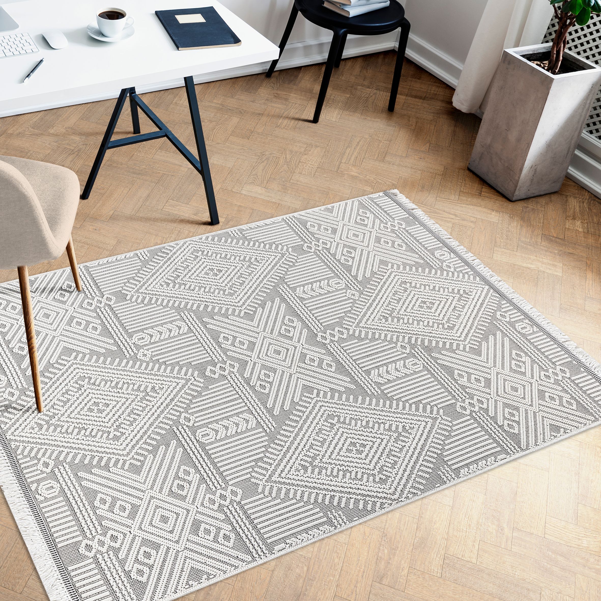 Iceberg Natural Geometric Woven effect Medium Rug, (L)170cm x (W)120cm