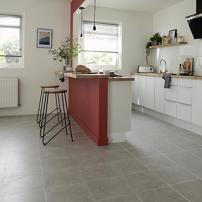 Ideal Grey Matt Marble Effect Ceramic, Grey Marble Kitchen Floor Tiles
