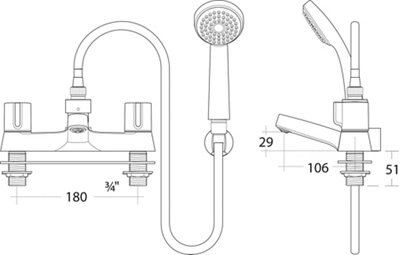 Ideal Standard Alto Chrome effect 2 Tap Hole Shower mixer Tap