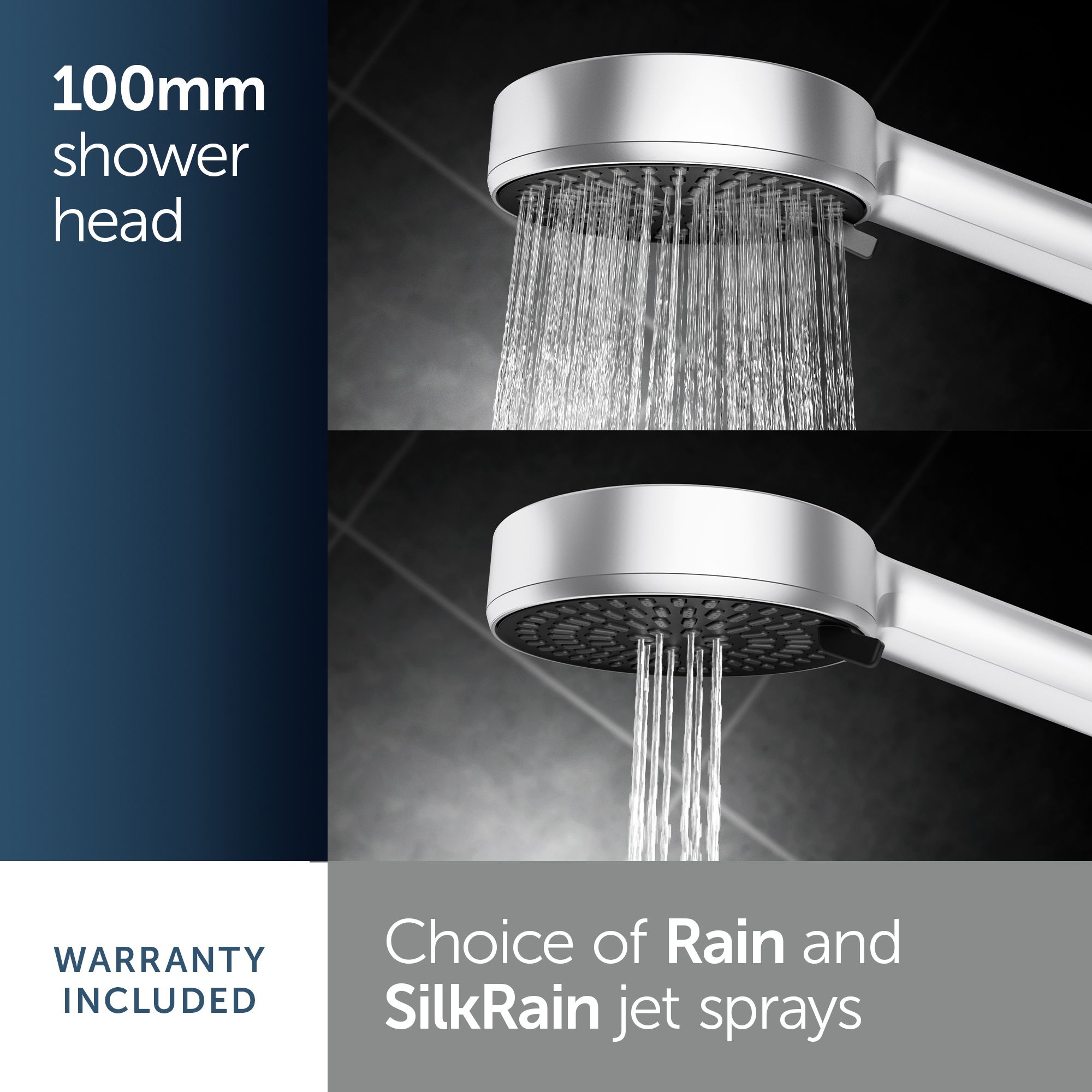 Ideal Standard ALU+ Matt Silver effect 3-spray pattern Shower kit