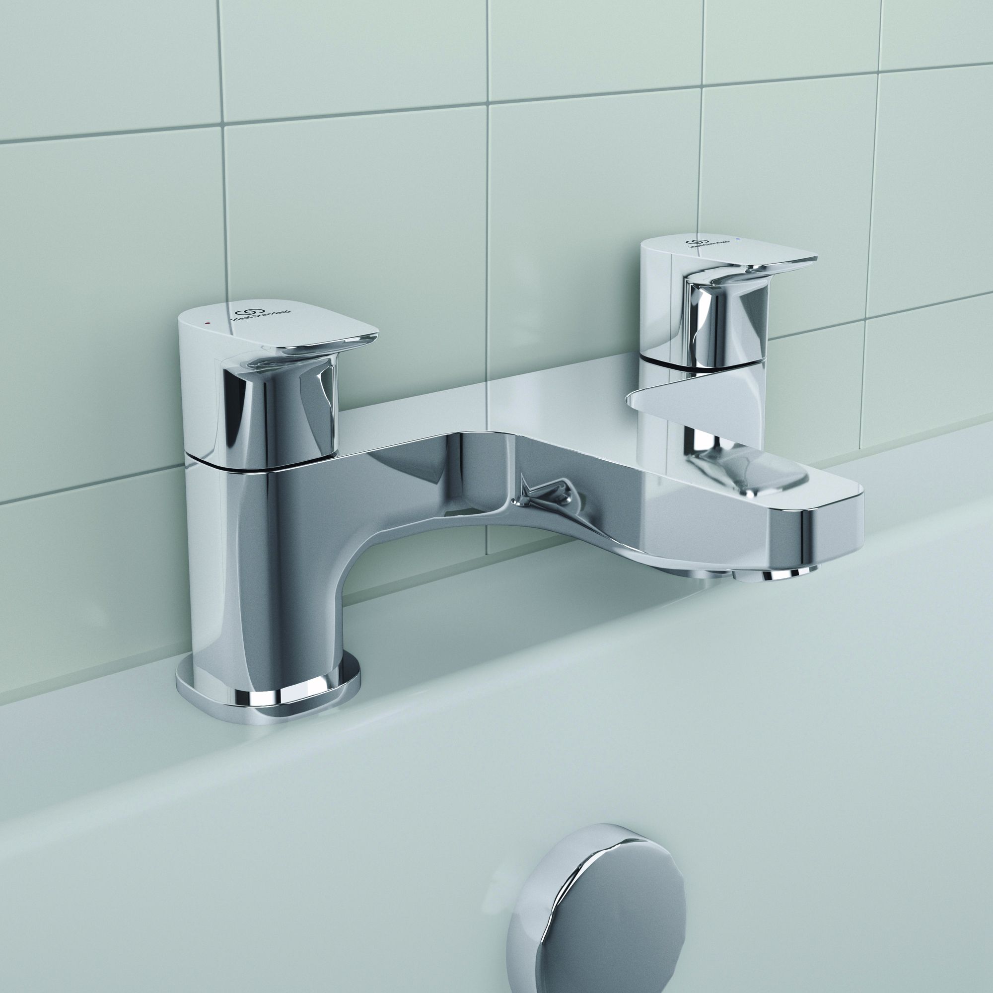 Ideal Standard Cerabase Deck-Mounted  Dual Control Bath Filler with Shower Set Chrome - 5