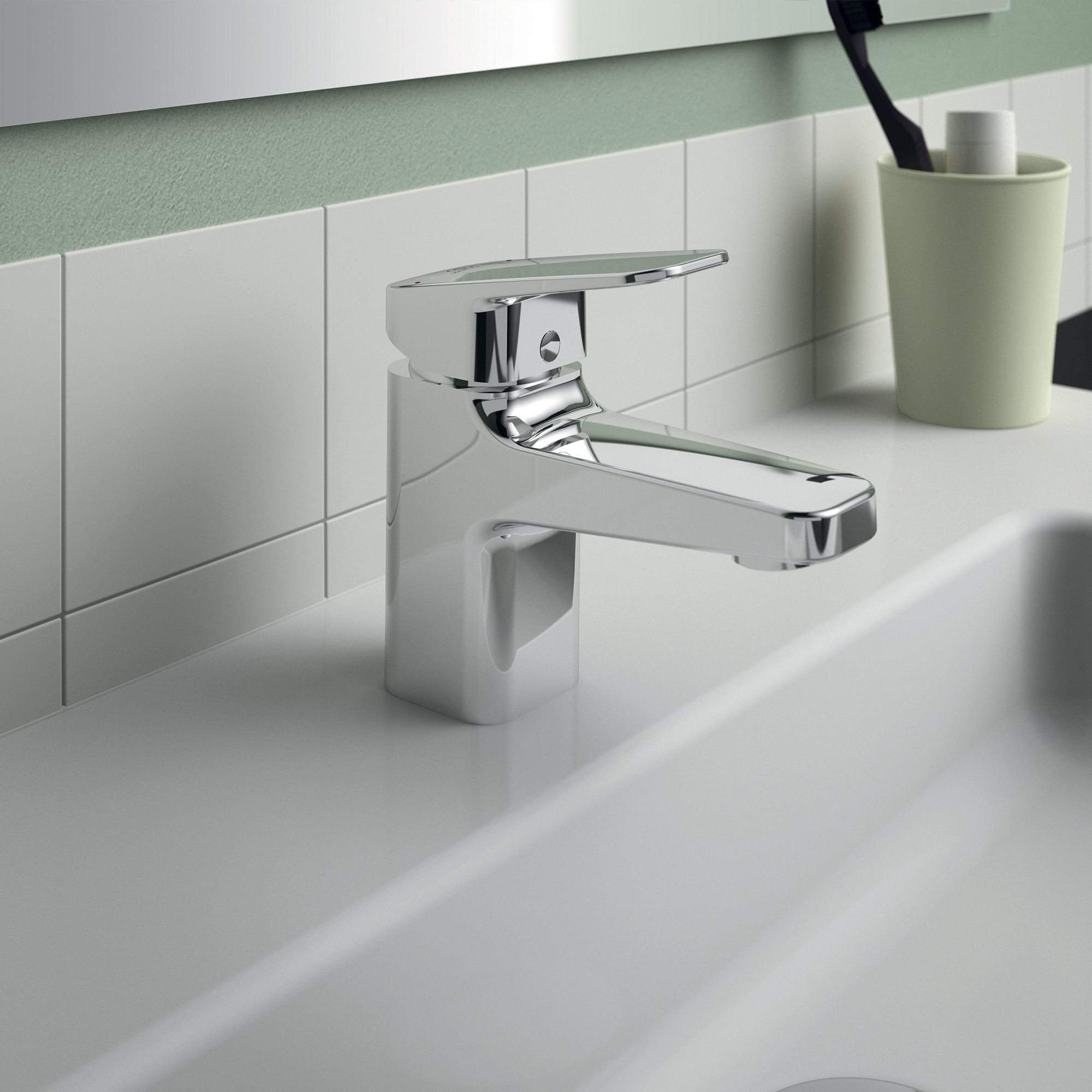 Ideal Standard Ceraplan Mini Gloss Chrome effect Square Deck-mounted Manual Basin Mono mixer Tap - 4
