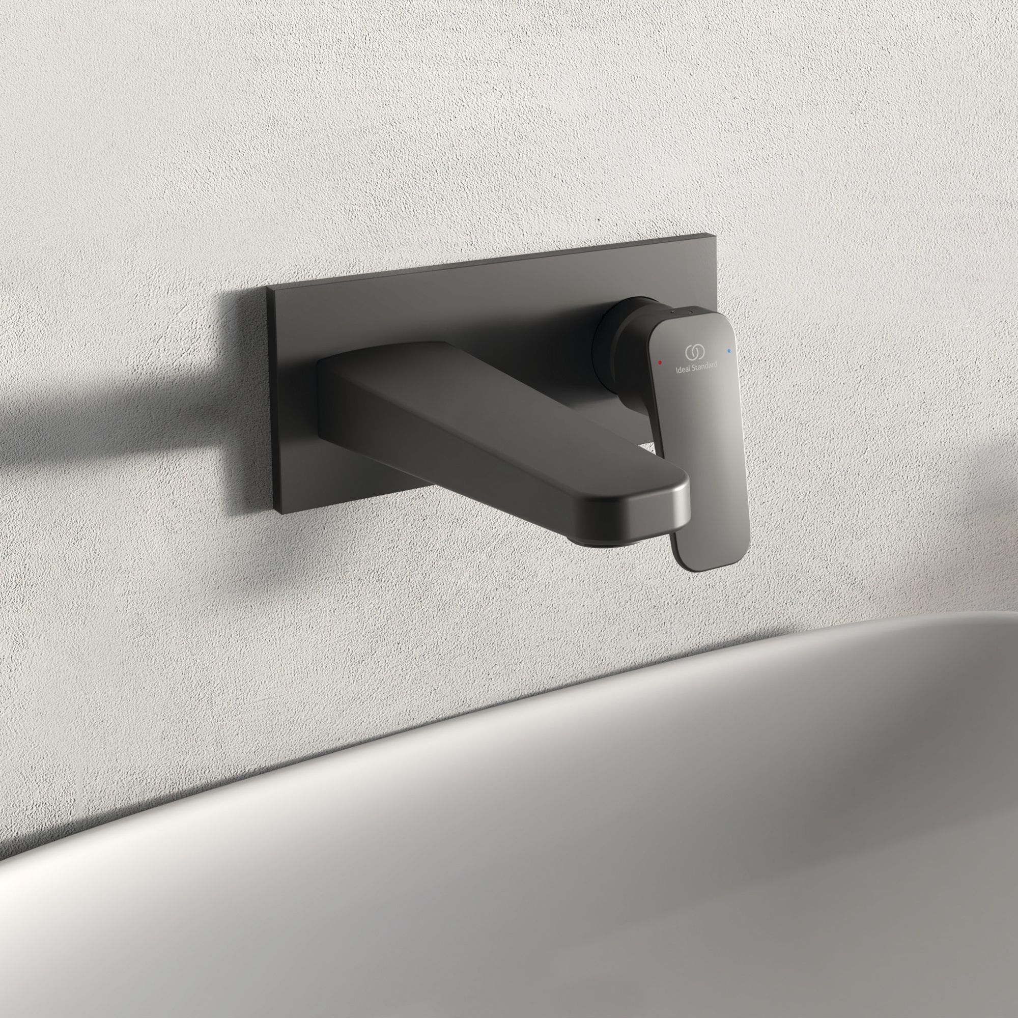 Ideal Standard Ceraplan Standard Black Square Manual Wall Mixer Tap - 3