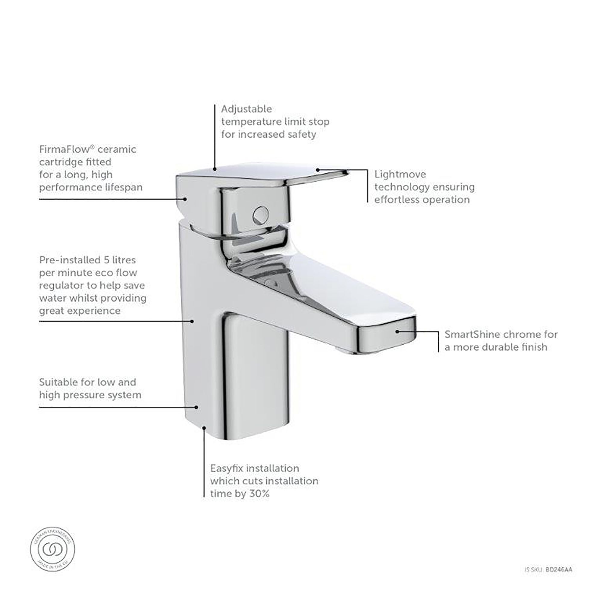 Ideal Standard Ceraline Basin Pillar Taps Chrome 1 Pair - 9