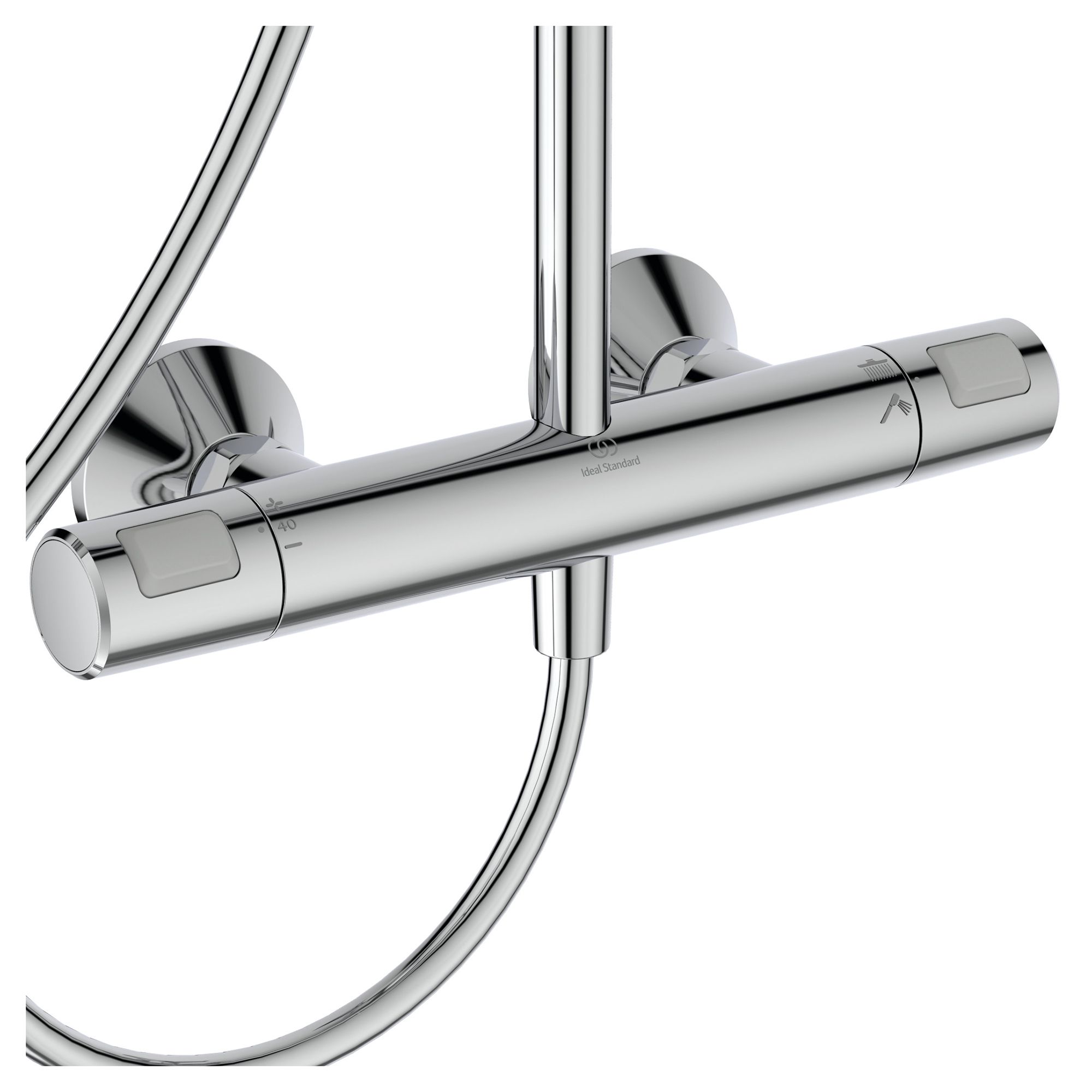 Ideal Standard Chrome effect Wall-mounted Mixer Shower with 2 Shower heads
