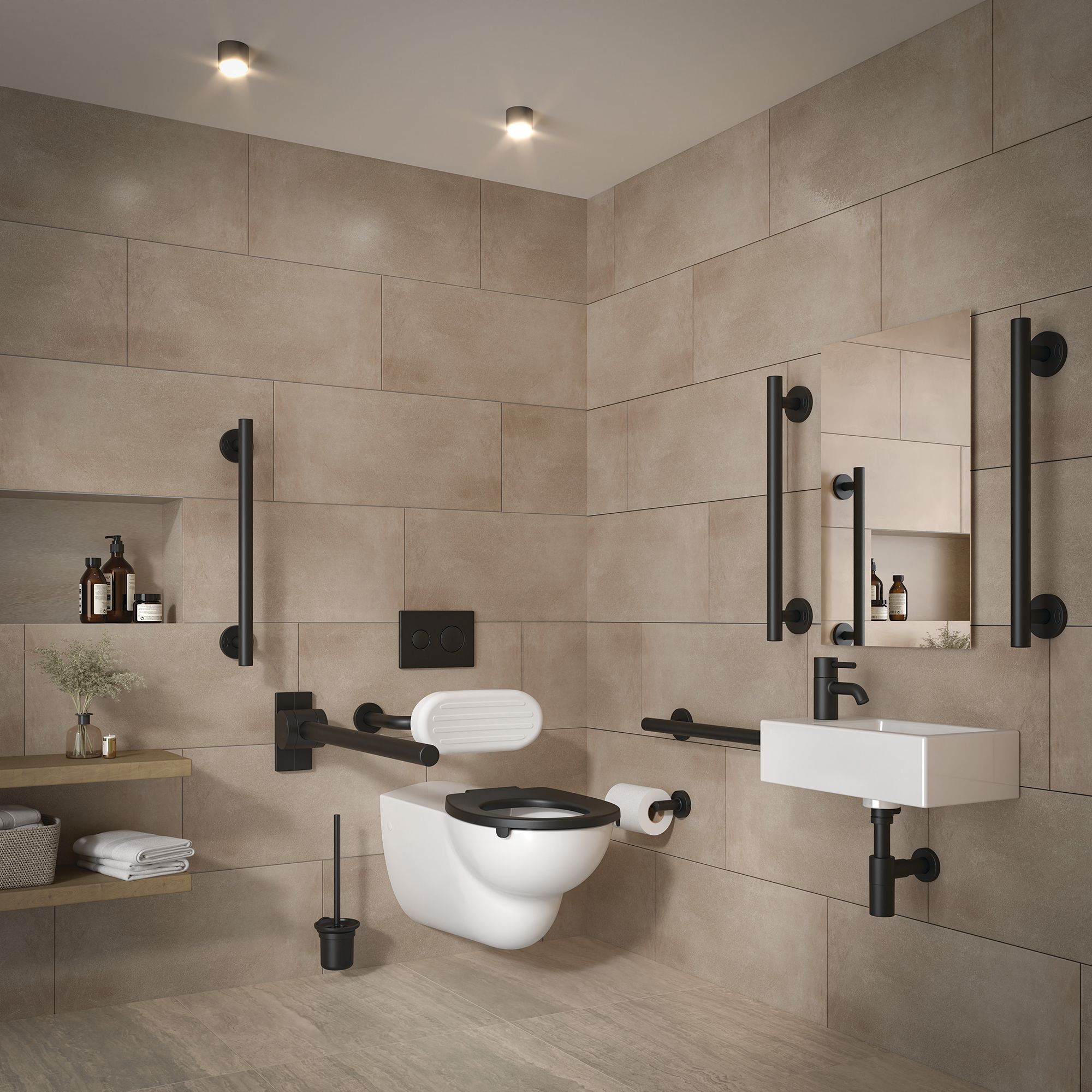 Ideal Standard Conceala Matt Black Water-saving Flushing plate (H)155mm (W)225mm