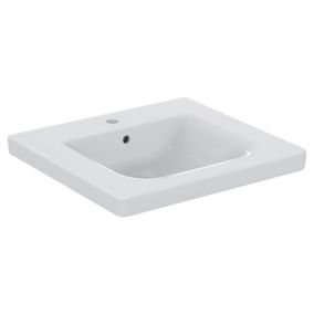 Ideal Standard Concept Freedom Accessible Gloss White Rectangular Wall-mounted Basin with Fittings & fixings included (W)60cm