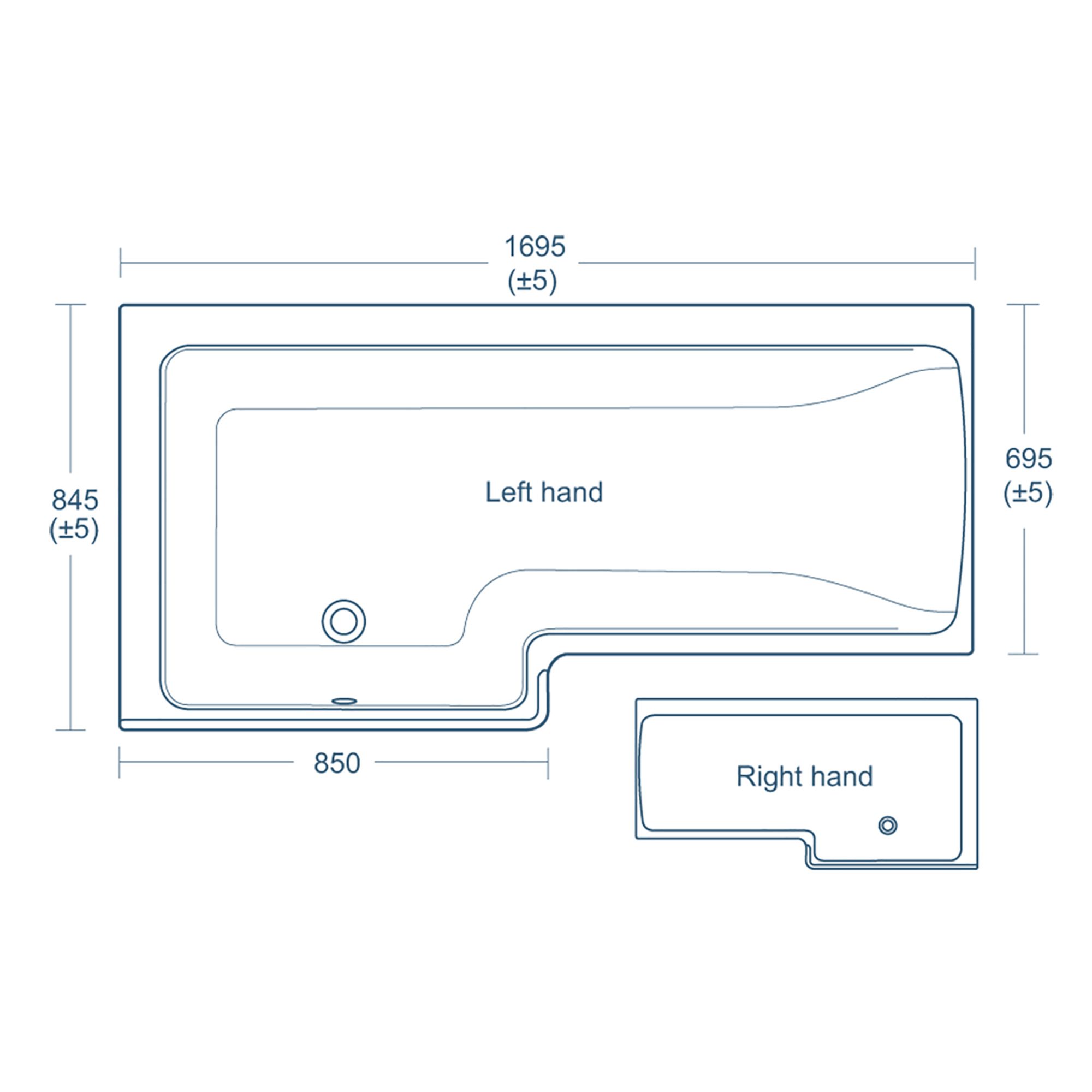 Ideal Standard Concept Space Gloss White Left-hand Easy access bath (L)1695mm (W)845mm - 3