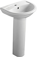 Ideal Standard Della White Round Full pedestal Basin (H)84.5cm (W)54cm