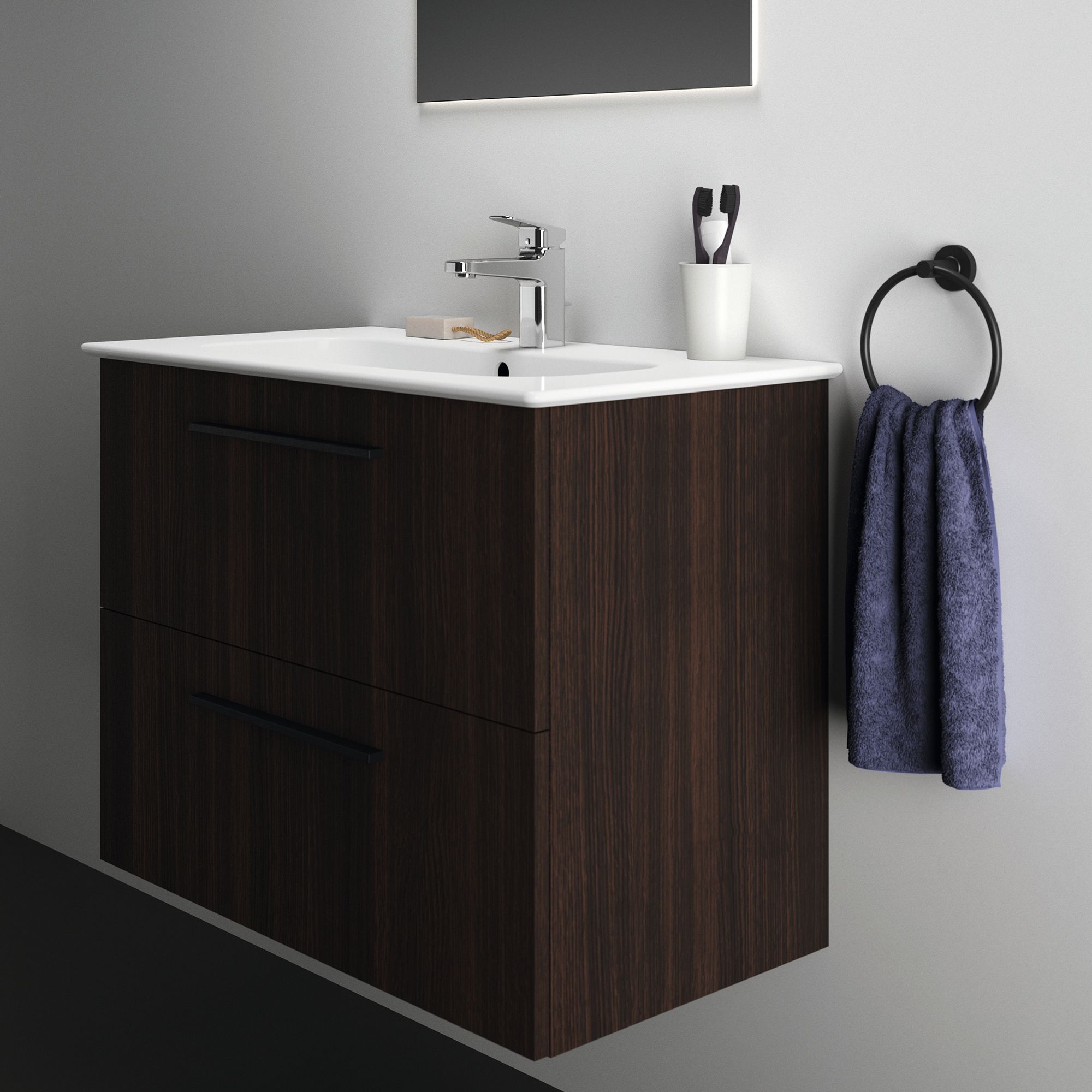 Ideal Standard i.life A Floorstanding Vanity Unit With Black Handles & Basin Gloss White 840mm x 460mm x 868mm - 9