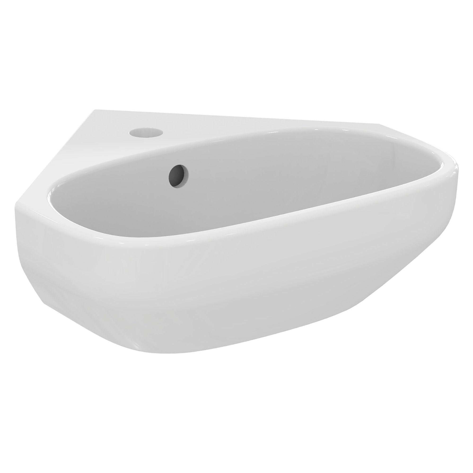 Ideal Standard i.life A Gloss White Rectangular Wall-mounted Corner cloakroom Basin (W)45cm