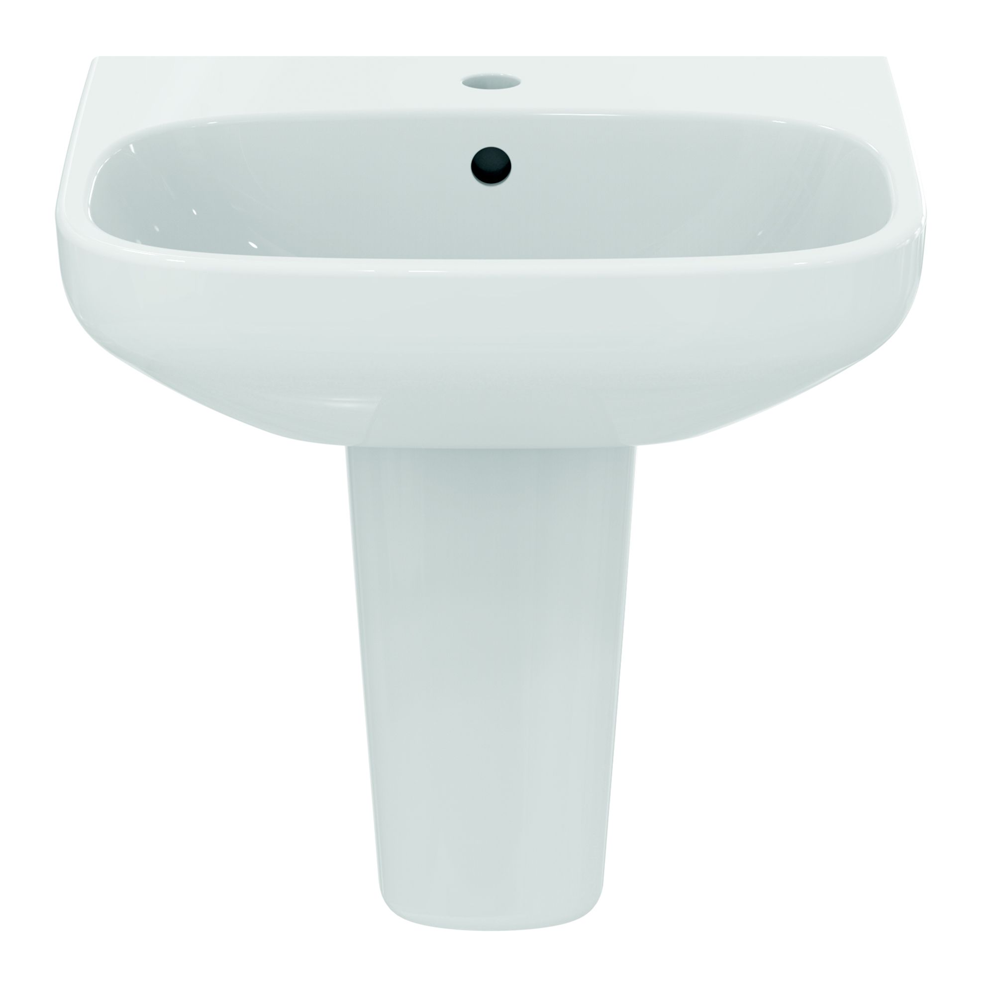 Ideal Standard i.life A Gloss White Rectangular Wall-mounted Semi-pedestal 1 tap hole Basin (H)48.5cm (W)55cm