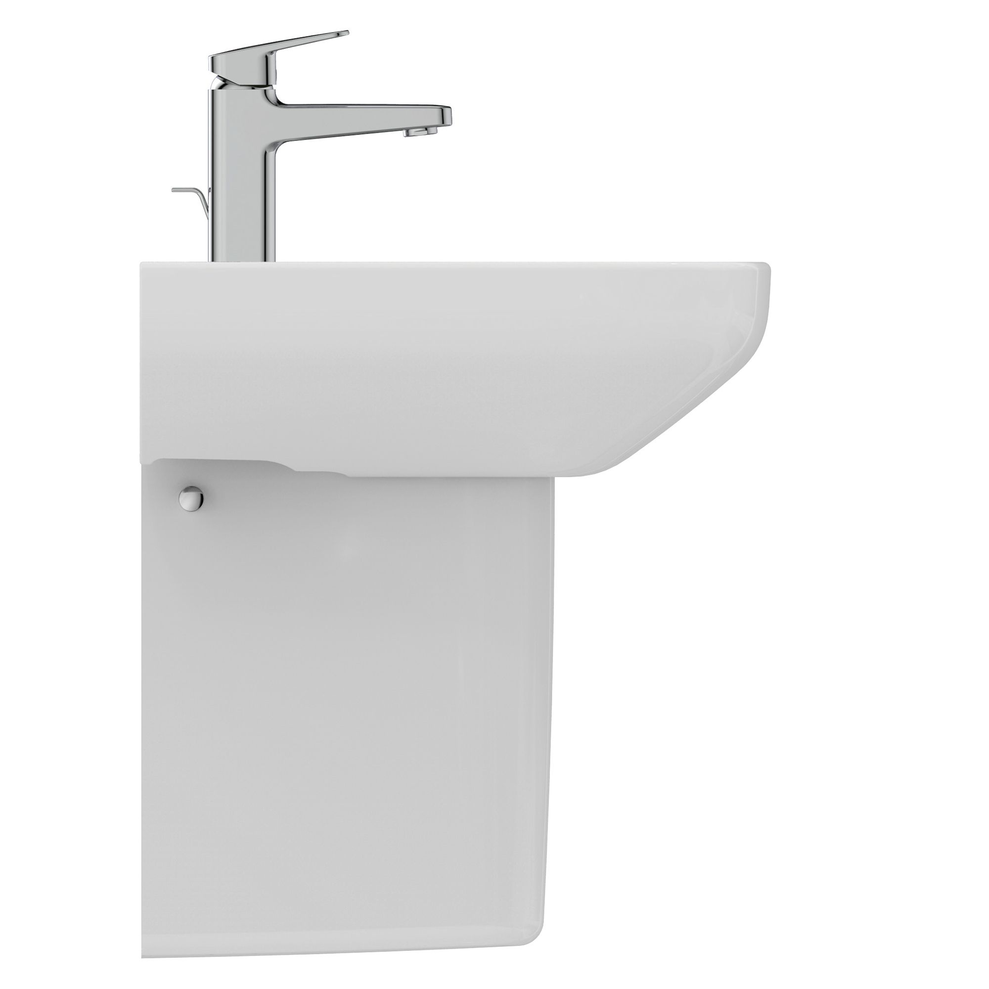 Ideal Standard i.life A Gloss White Rectangular Wall-mounted Semi-pedestal Basin (H)48.5cm (W)55cm - 3