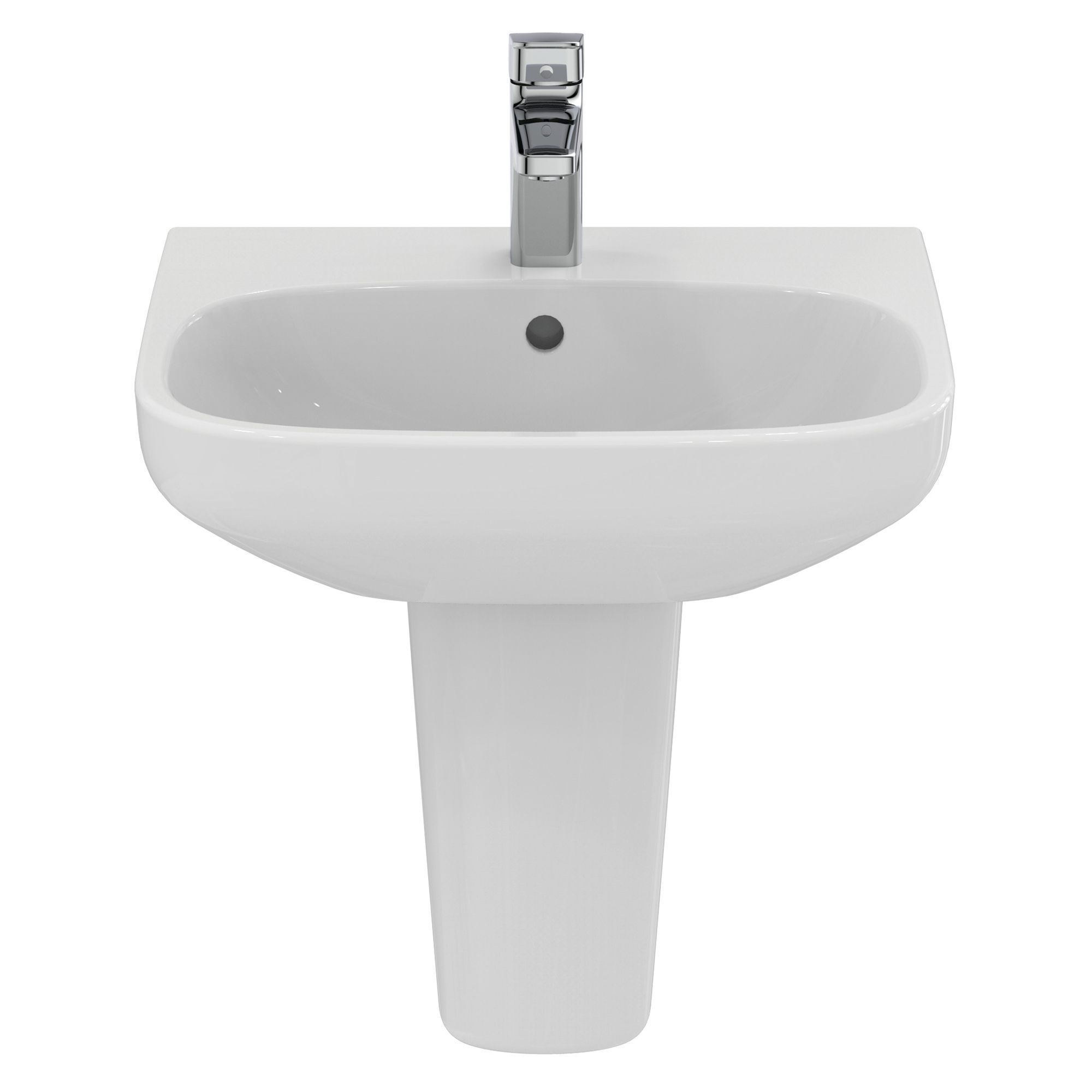 Ideal Standard i.life A Gloss White Rectangular Wall-mounted Semi-pedestal Basin (H)48.5cm (W)55cm - 6