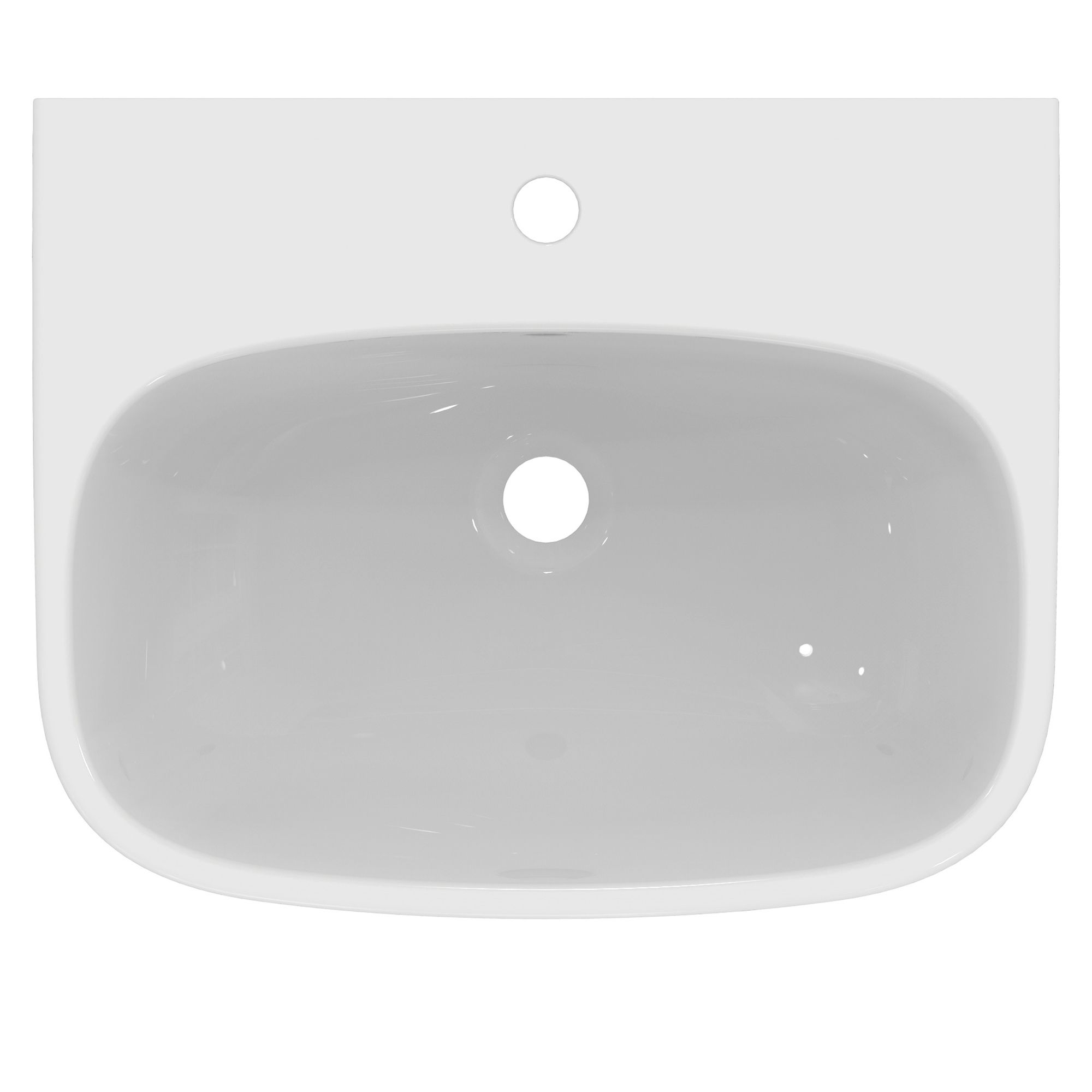 Ideal Standard i.life A Gloss White Rectangular Wall-mounted Semi-pedestal Basin (H)48.5cm (W)55cm