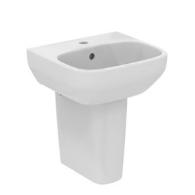 Ideal Standard i.life A Gloss White Rectangular Wall-mounted Semi-pedestal Basin (W)40cm