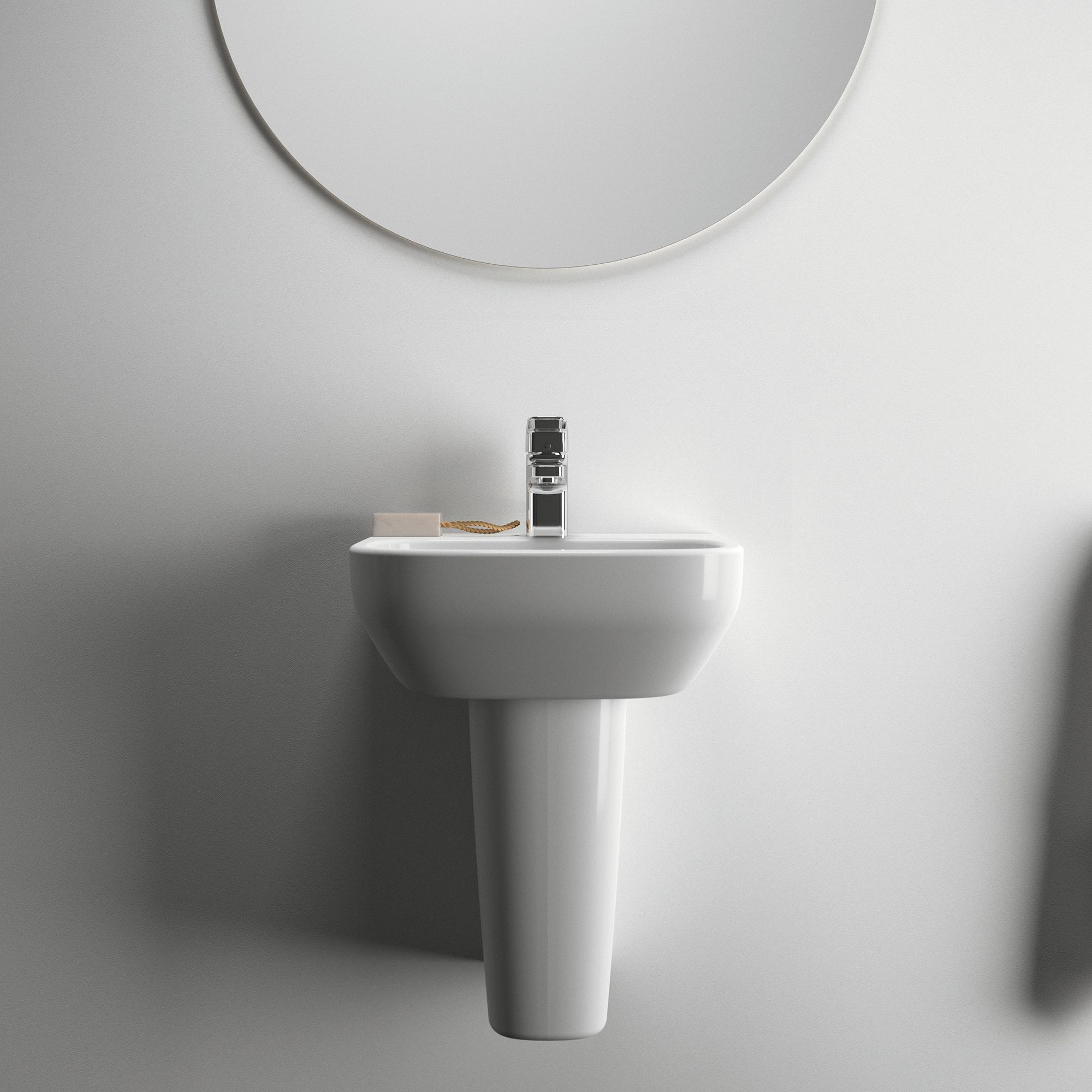 Ideal Standard i.life A Gloss White Rectangular Wall-mounted Semi-pedestal Basin (W)40cm - 3