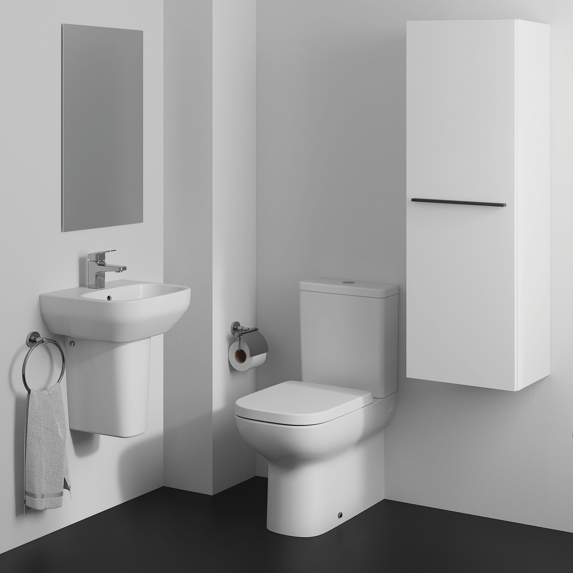 Ideal Standard i.life A Gloss White Rectangular Wall-mounted Semi-pedestal Basin (W)40cm - 5