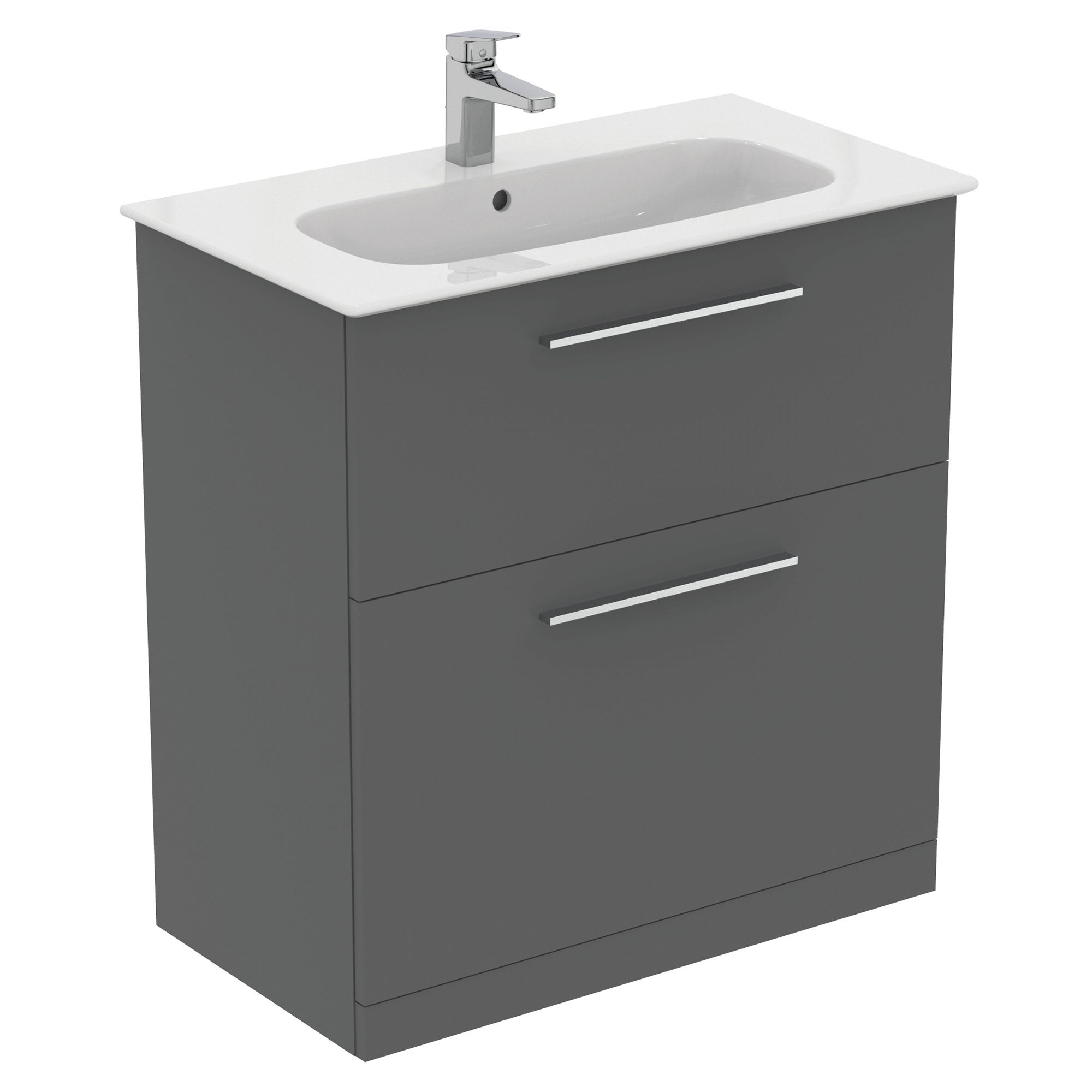 Ideal Standard i.Life A Matt Quartz grey Freestanding Vanity unit & basin set - Includes Aluminium Handle (W)840mm (H)853mm