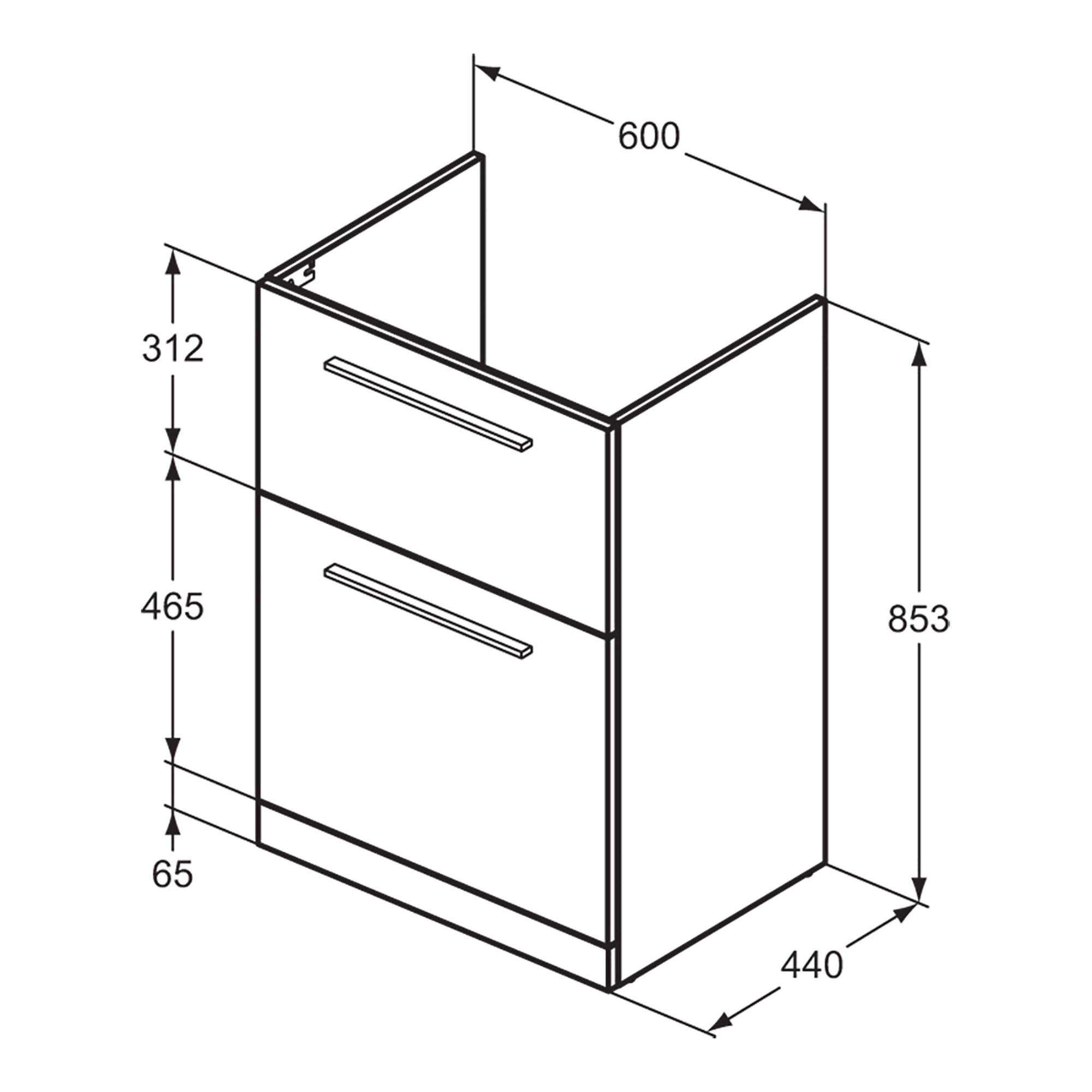 Ideal Standard i.Life A Matt White Freestanding Vanity unit & basin set - Includes Aluminium Handle (W)600mm (H)853mm