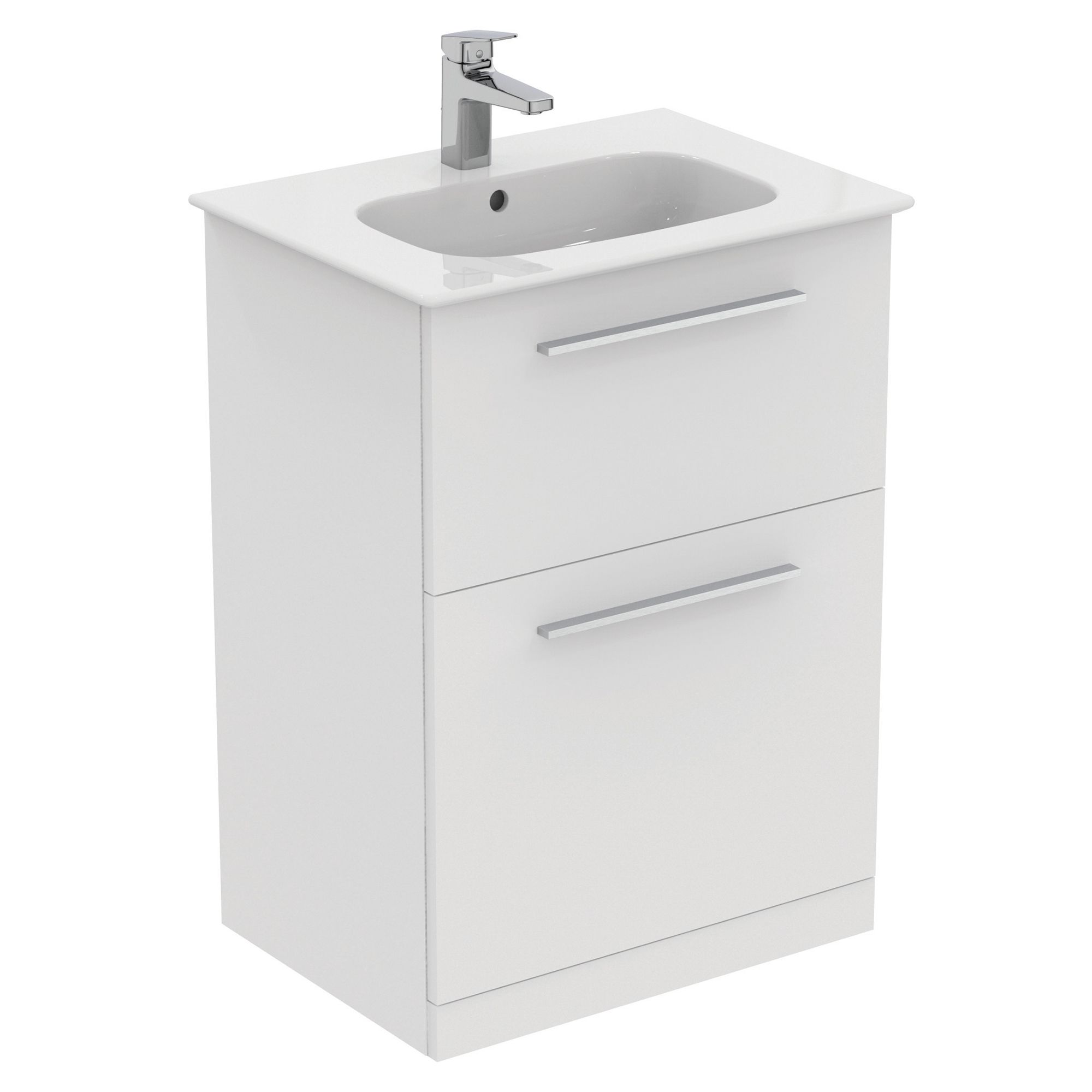 Ideal Standard i.Life A Matt White Freestanding Vanity unit & basin set with 2 Chrome effect handle (W)600mm (H)853mm