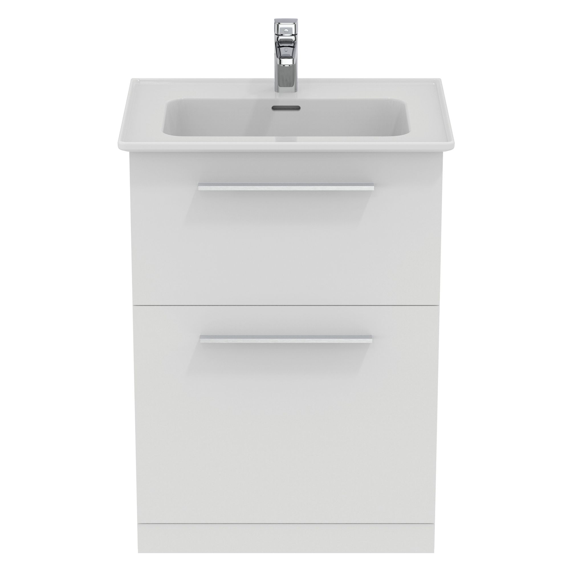 Ideal Standard i.Life A Matt White Freestanding Vanity unit & basin set with 2 Chrome effect handle (W)600mm (H)853mm