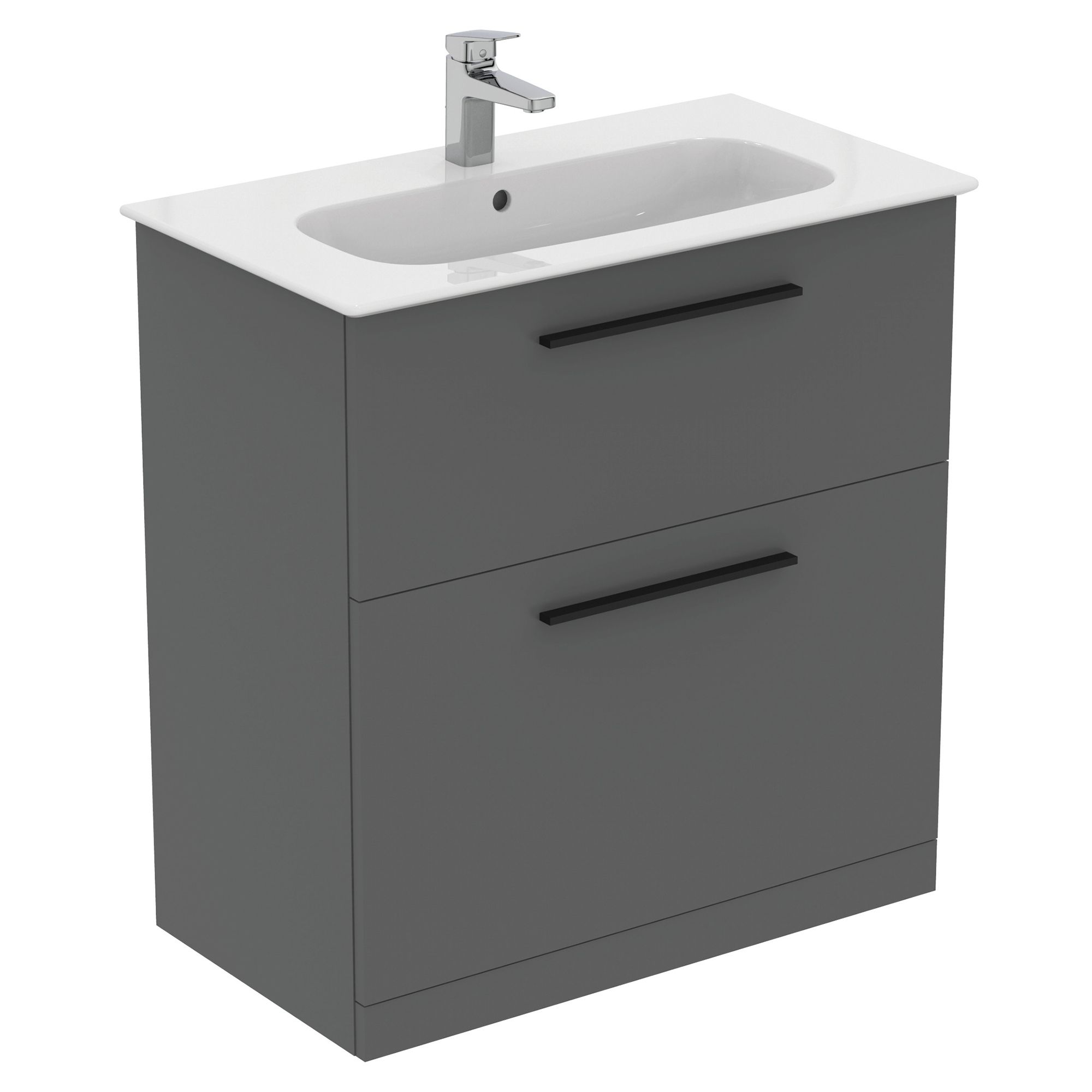 Ideal Standard i.life A Standard Gloss Quartz Grey Freestanding Bathroom Vanity unit (H) 853mm (W) 800mm