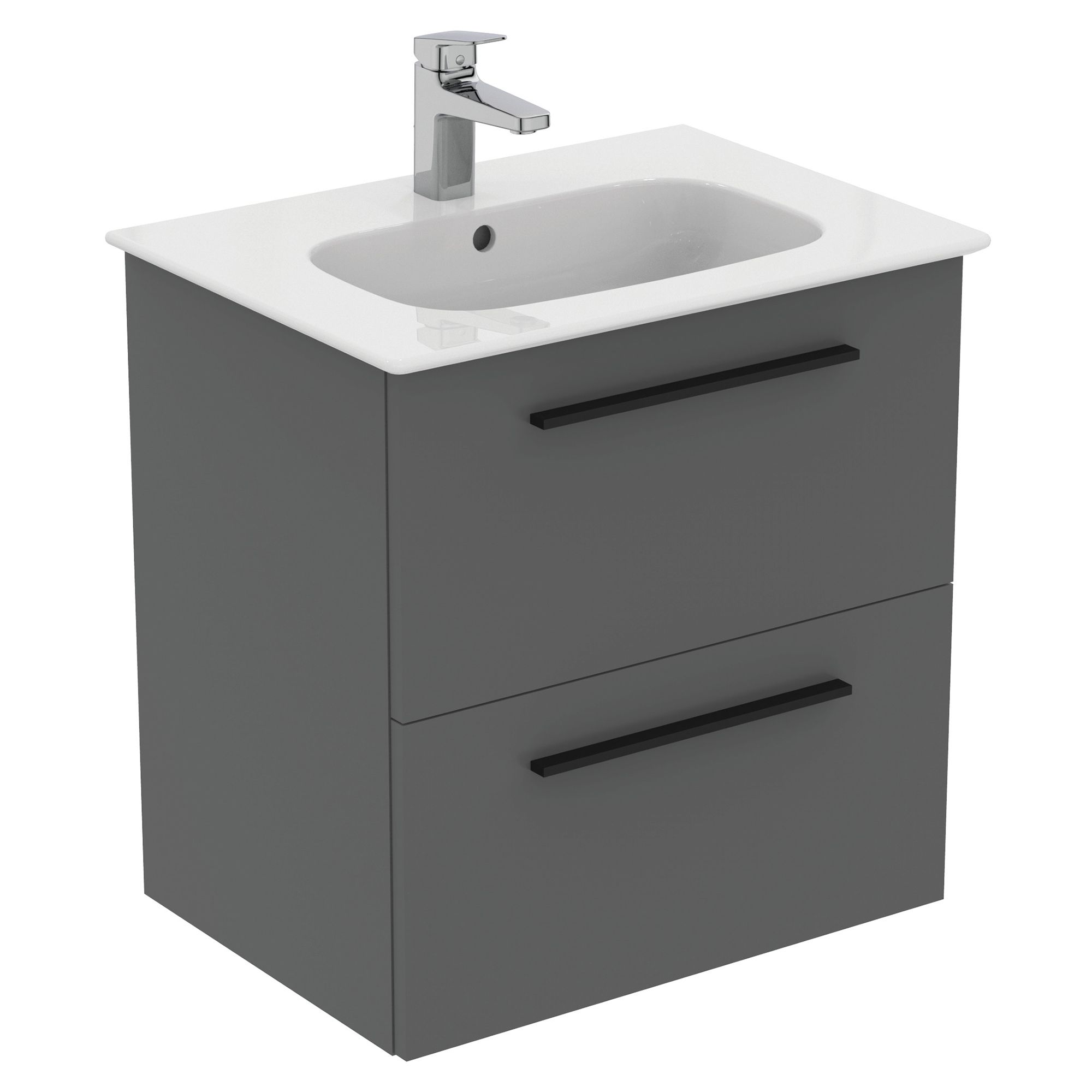 Ideal Standard i.life A Standard Gloss Quartz Grey Wall-mounted Bathroom Vanity unit (H) 630mm (W) 600mm