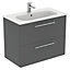 Ideal Standard i.life A Standard Gloss Quartz Grey Wall-mounted Bathroom Vanity unit (H) 630mm (W) 800mm