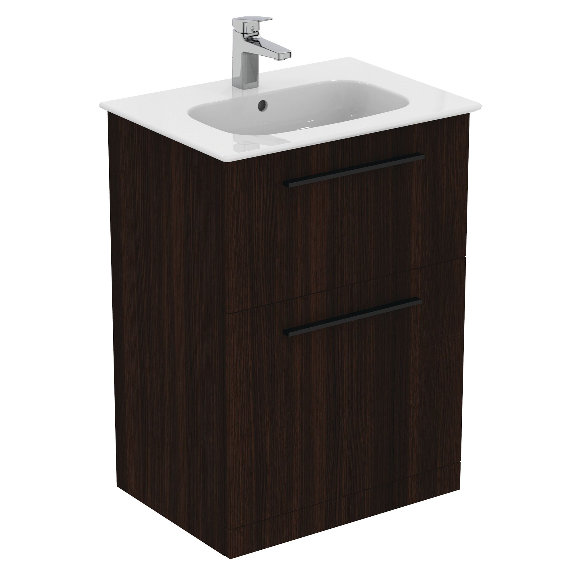 Ideal Standard i.life A Standard Matt Coffee Brown Oak effect Freestanding Bathroom Vanity unit (H) 853mm (W) 600mm