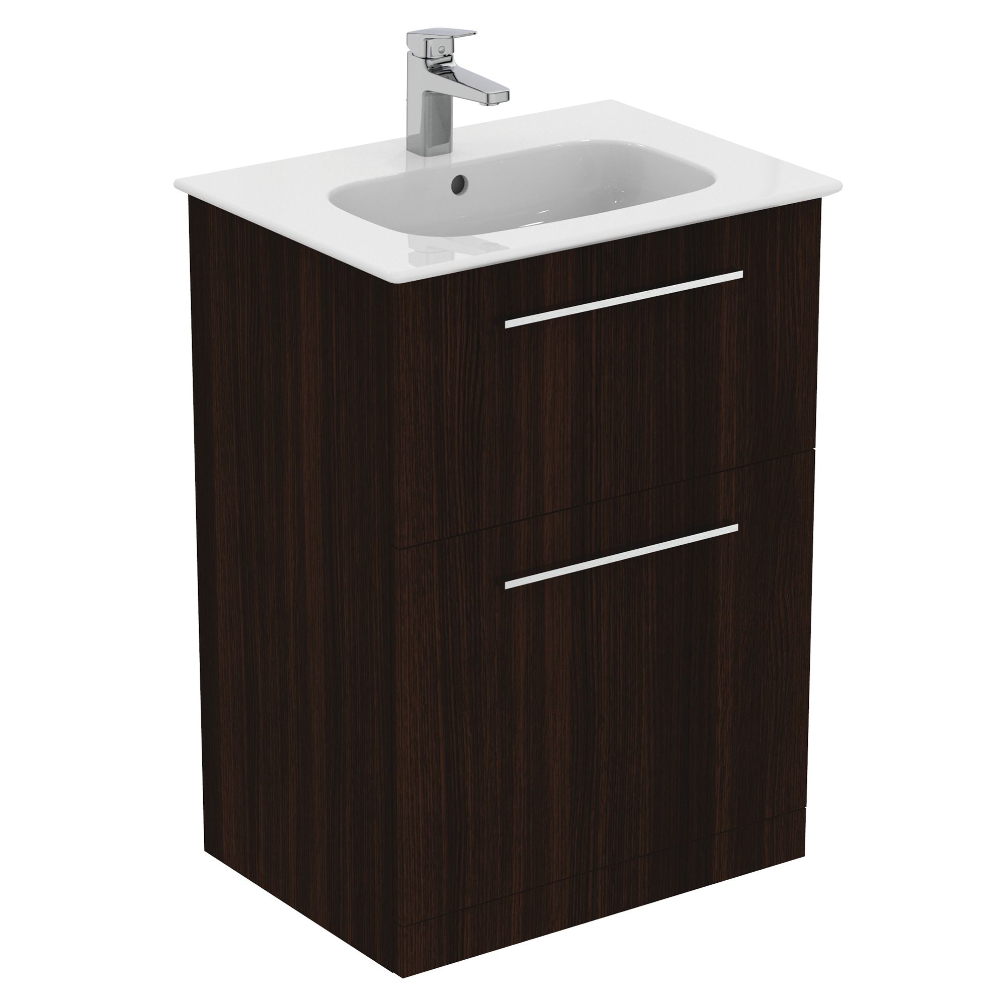 Ideal Standard i.life A Standard Matt Coffee Brown Oak effect Freestanding Bathroom Vanity unit (H) 853mm (W) 600mm