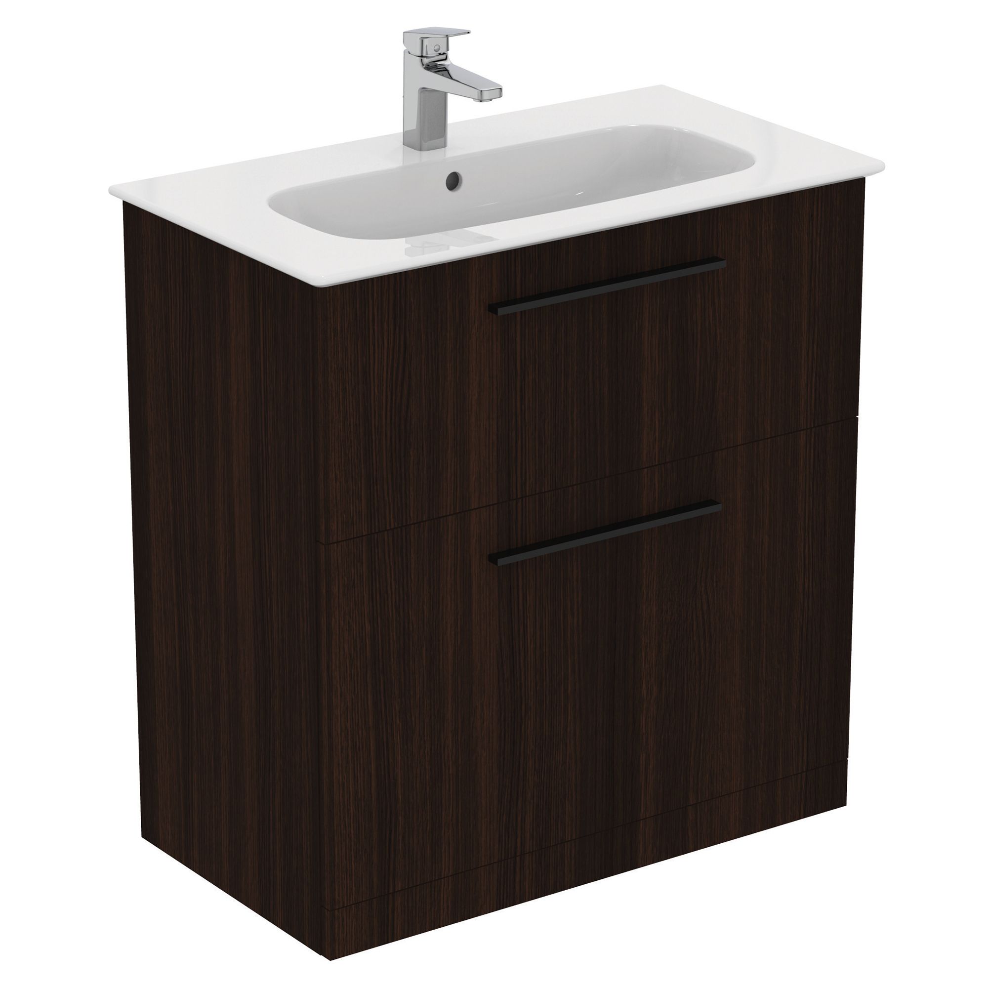 Ideal Standard i.life A Standard Matt Coffee Brown Oak effect Freestanding Bathroom Vanity unit (H) 853mm (W) 800mm