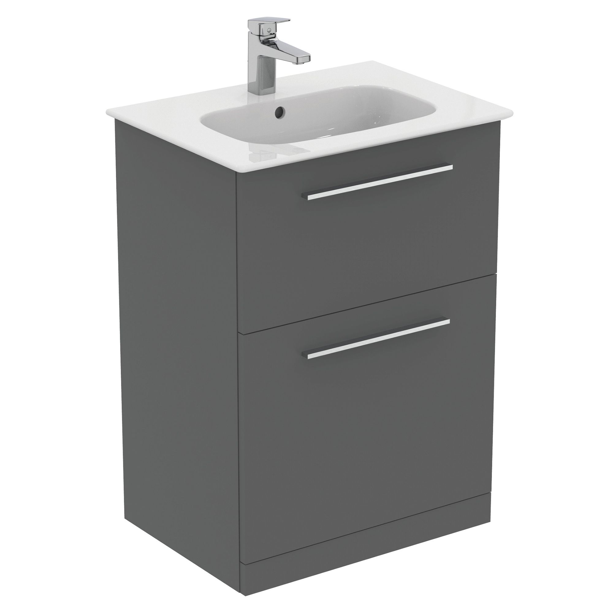 Ideal Standard i.life A Standard Matt Quartz Grey Freestanding Bathroom Vanity unit (H) 853mm (W) 600mm