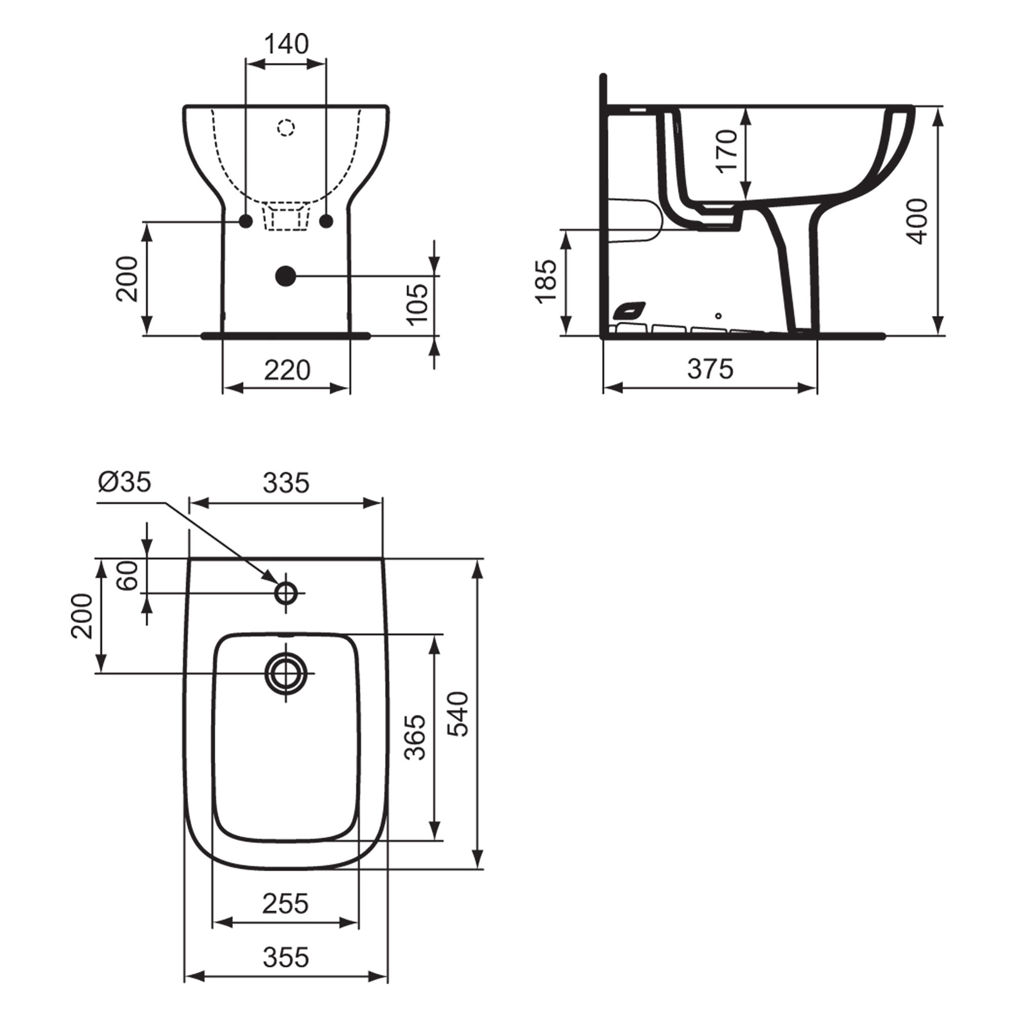 Ideal Standard i.life A White Back to wall Floor-mounted T472001 Bidet