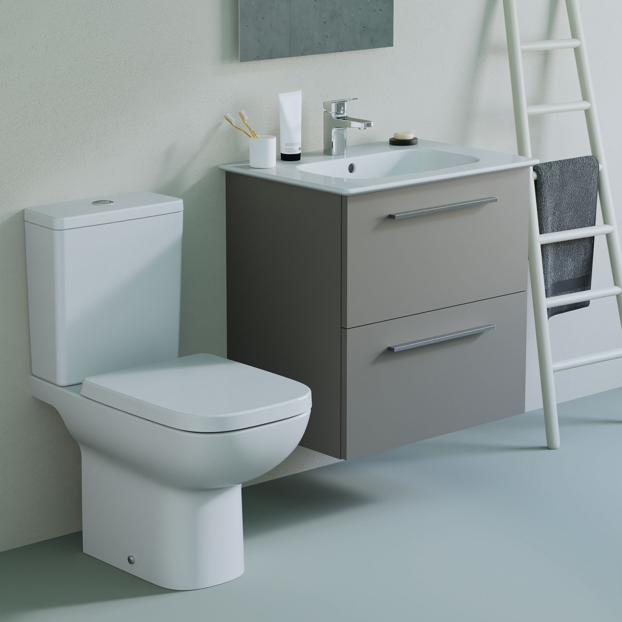 Ideal Standard i.life A White Rimless Close-coupled Square Toilet pan
