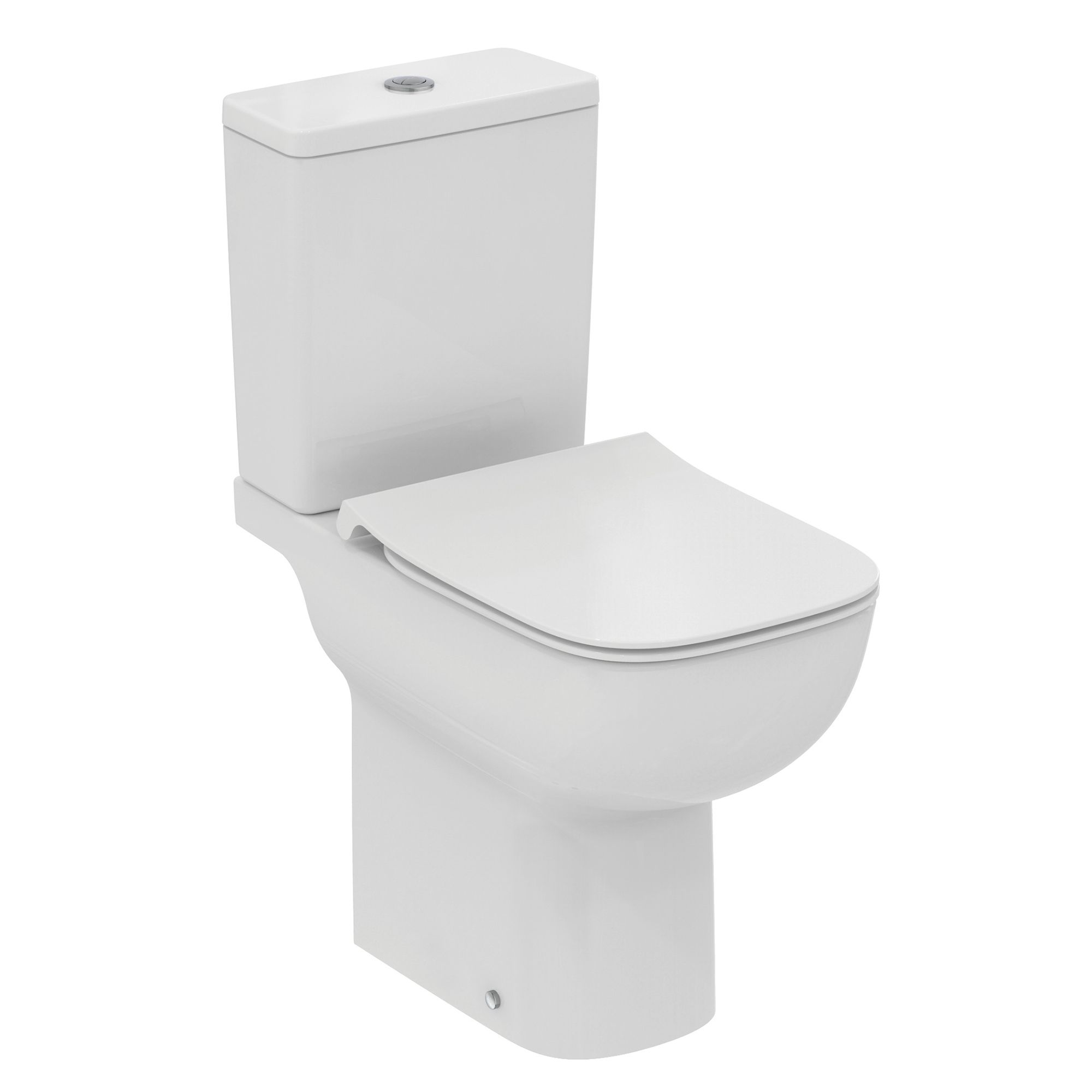 Ideal Standard i.life A White Rimless Square Comfort height Open back Toilet set with Soft close seat & Close coupled cistern