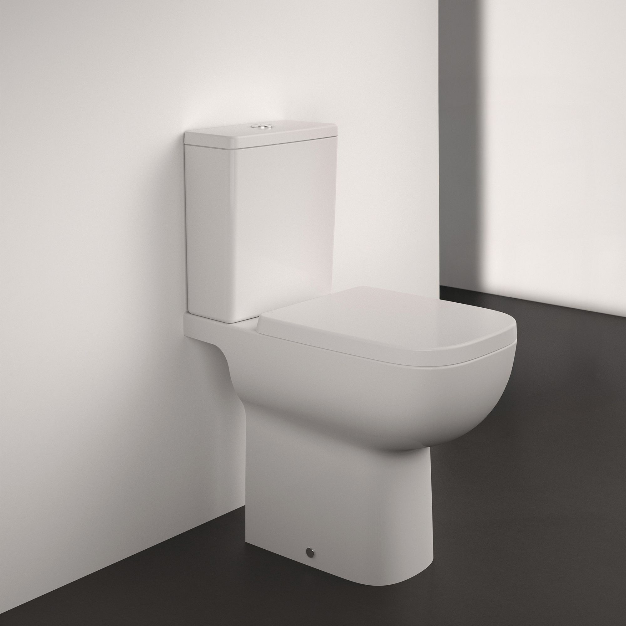 Ideal Standard i.life A White Rimless Square Comfort height Open back Toilet set with Soft close seat & Close coupled cistern