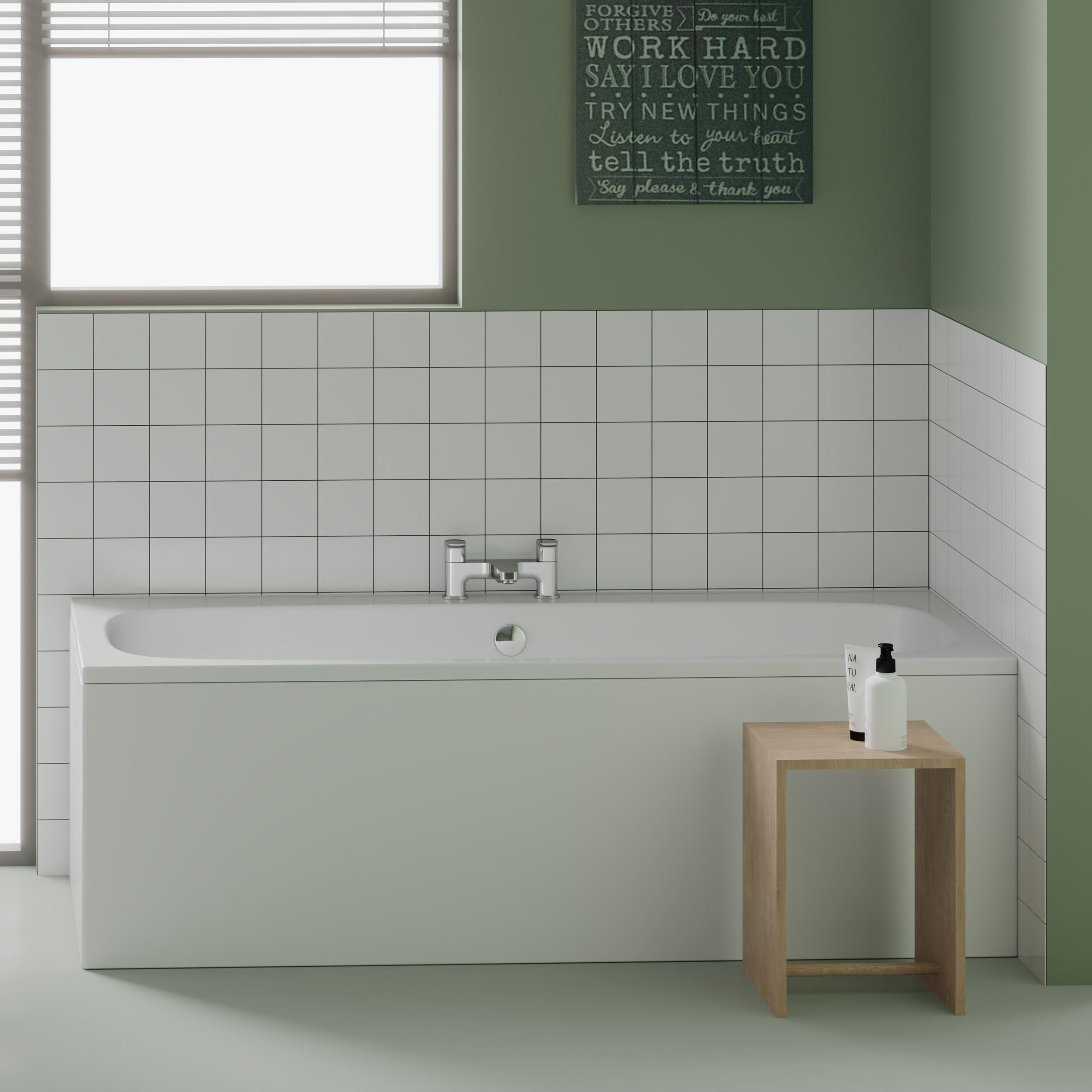 Ideal Standard i.life Gloss White Twin ended Easy access bath (L)1695mm (W)745mm